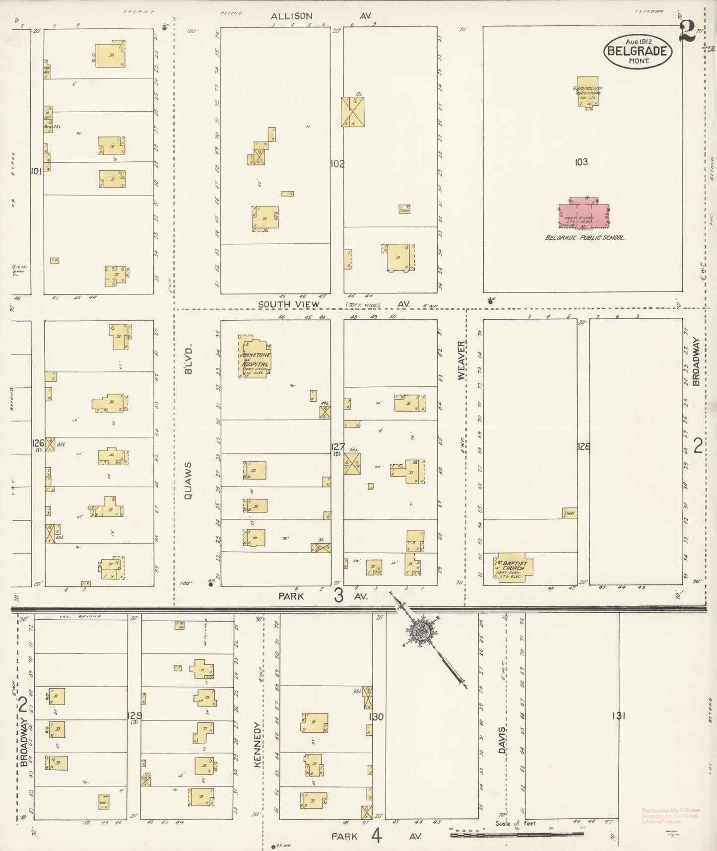 Sanborn Fire Insurance Map from Belgrade, Gallatin County, Montana (1912), Sheet #0002 - Historic Sanborn Fire Insurance Map Print, vintage old map wall art, antique decor, genealogy gift, Montana Montana map
