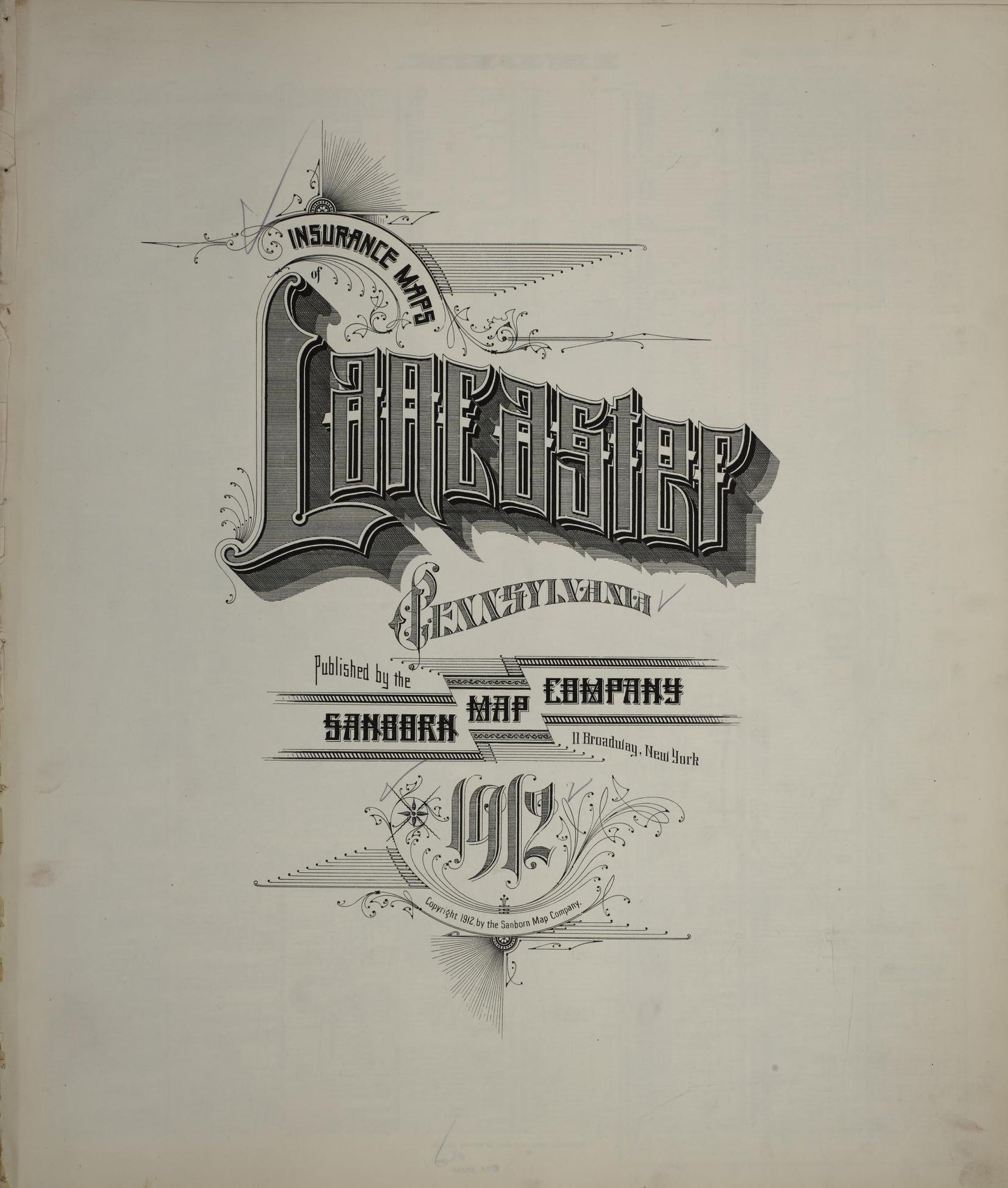 Sanborn Fire Insurance Map from Lancaster, Lancaster County, Pennsylvania. (1912) – Historic Sanborn Fire Insurance Map Print