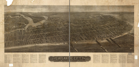 Aero view of Atlantic City, New Jersey 1910. (1910) – Historic Bird’s-Eye View Panorama Print