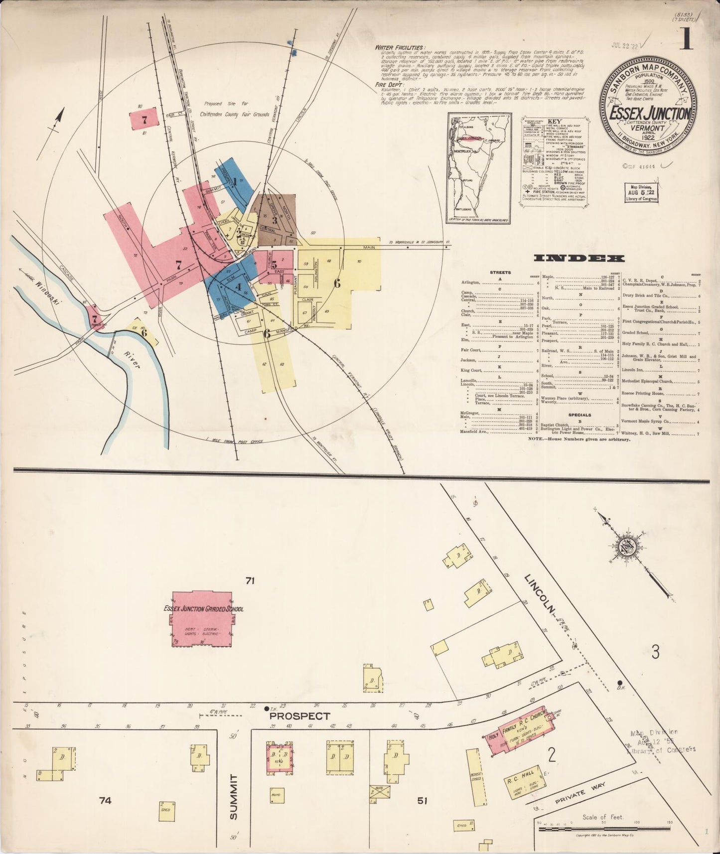 Sanborn Fire Insurance Map from Essex Junction, Chittenden County, Vermont. (1922) – Historic Sanborn Fire Insurance Map Print