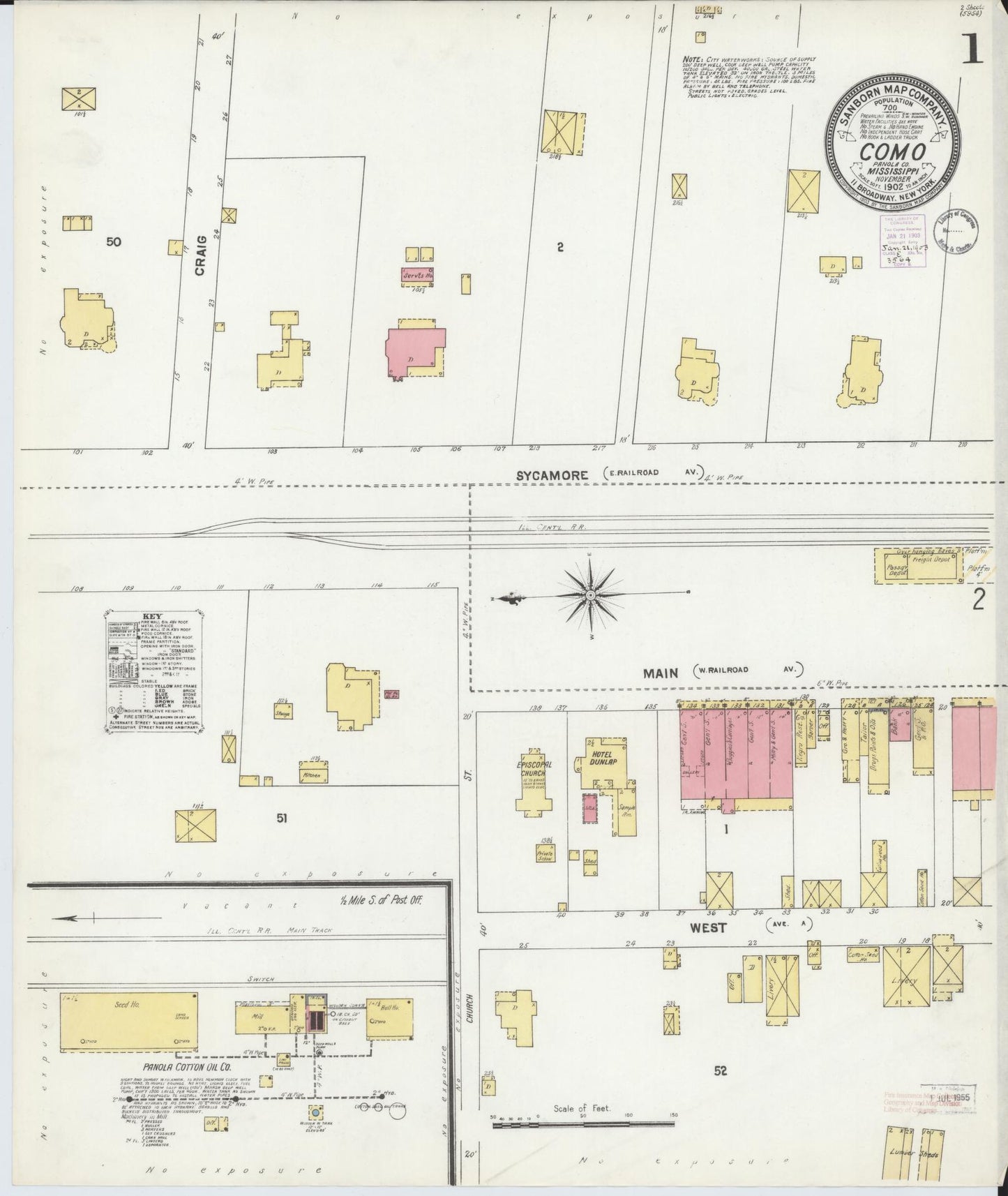 Sanborn Fire Insurance Map from Como, Panola County, Mississippi (1902), Sheet #0001 - Historic Sanborn Fire Insurance Map Print, vintage old map wall art, antique decor, genealogy gift, Mississippi Mississippi map
