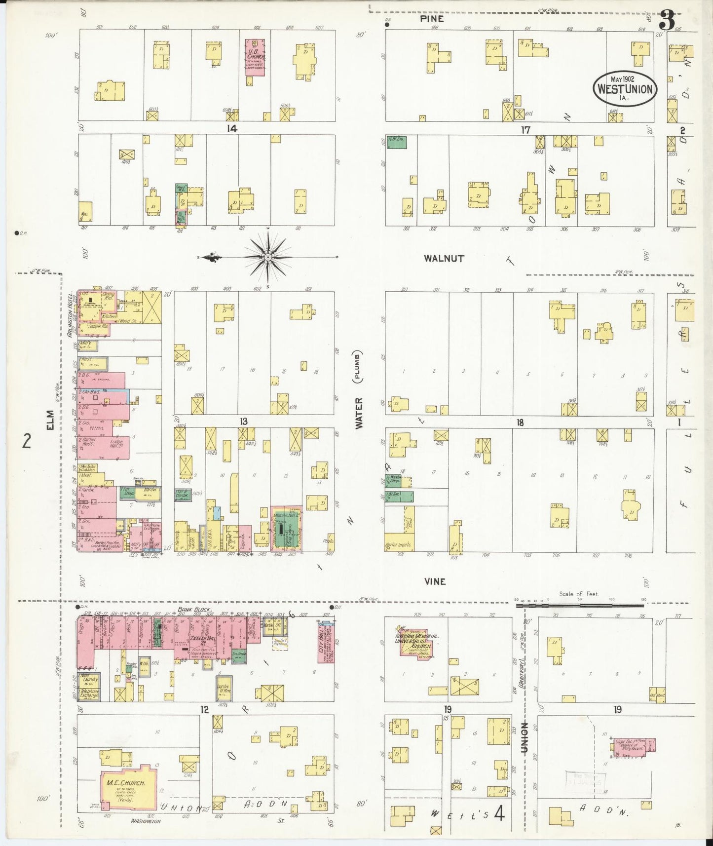 Sanborn Fire Insurance Map from West Union, Fayette County, Iowa (1902), Sheet #0003 - Historic Sanborn Fire Insurance Map Print