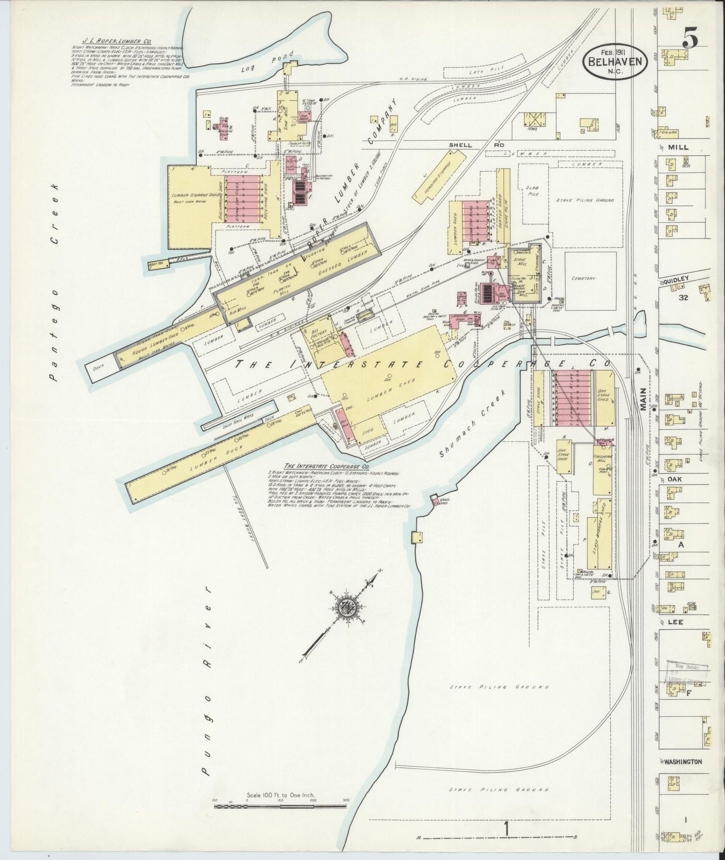 Sanborn Fire Insurance Map from Belhaven, Beaufort County, North Carolina (1911), Sheet #0005 - Complete Map Set gallery image, historic Sanborn map, vintage wall art, North Carolina North Carolina