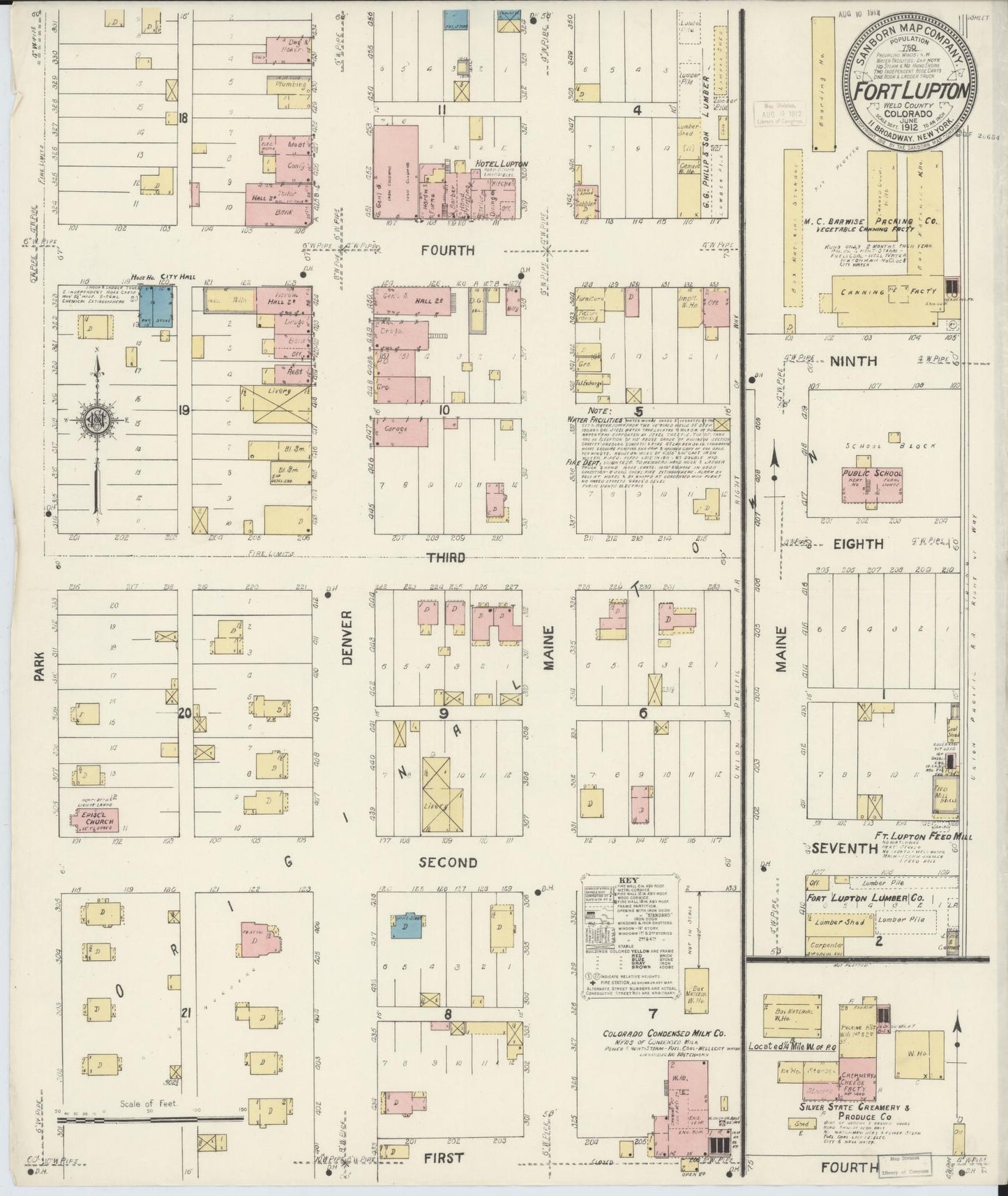Sanborn Fire Insurance Map from Fort Lupton, Weld County, Colorado. (1912) – Historic Sanborn Fire Insurance Map Print