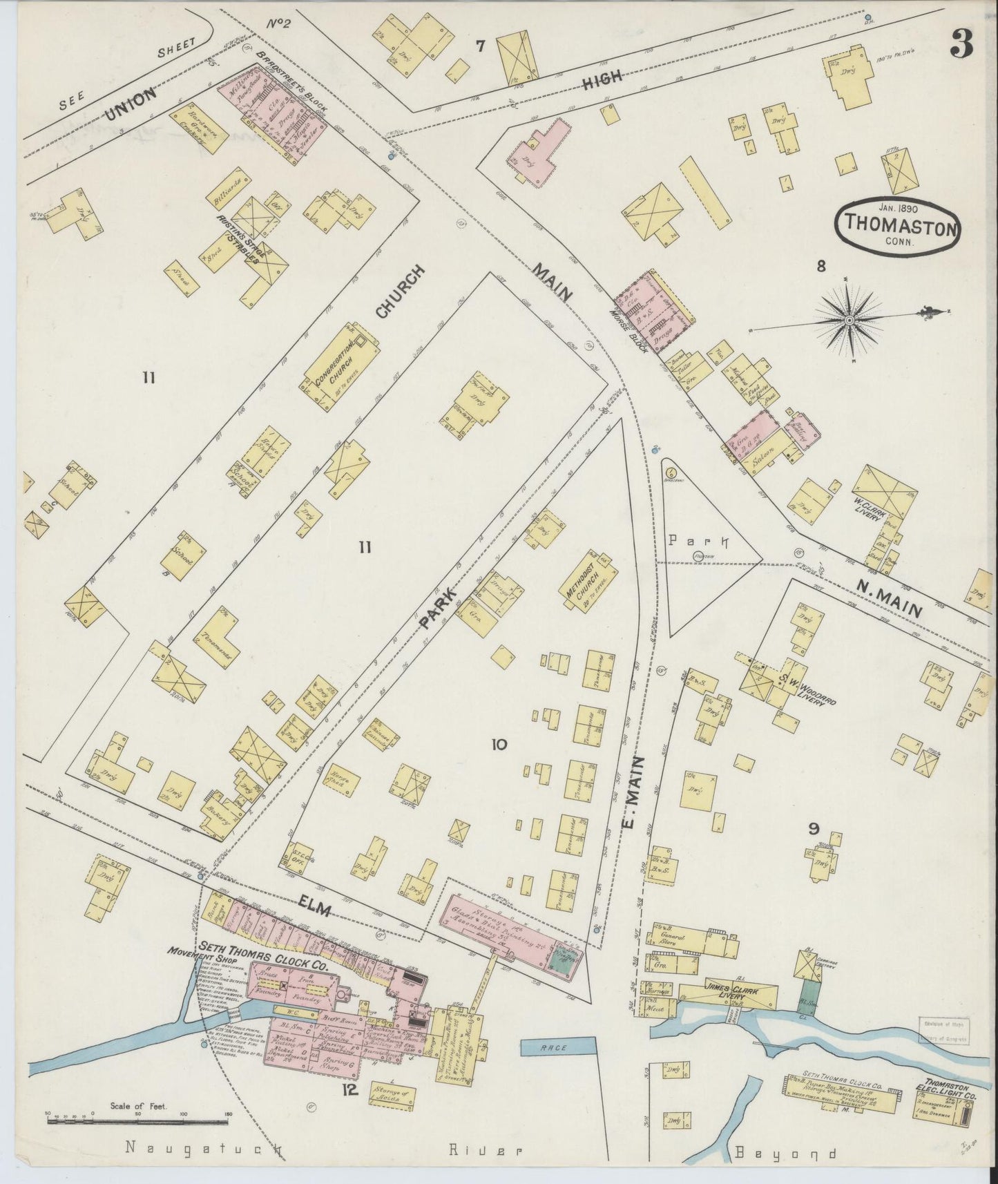 Sanborn Fire Insurance Map from Thomaston, Litchfield County, Connecticut (1890), Sheet #0003 - Complete Map Set gallery image, historic Sanborn map, vintage wall art, Connecticut Connecticut