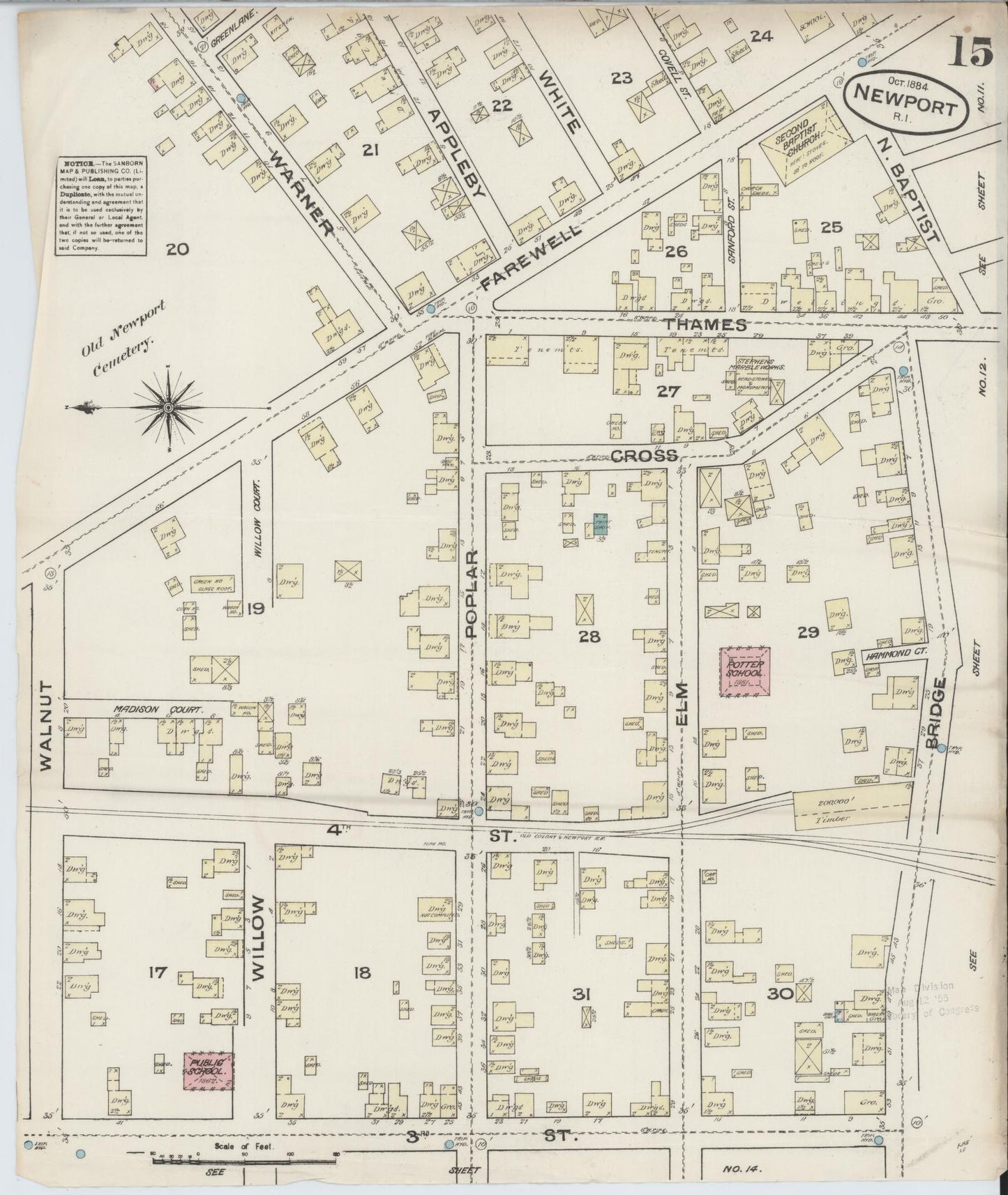 Sanborn Fire Insurance Map from Newport, Newport County, Rhode Island (1884), Sheet #0015 - Complete Map Set gallery image, historic Sanborn map, vintage wall art, Rhode Island Rhode Island