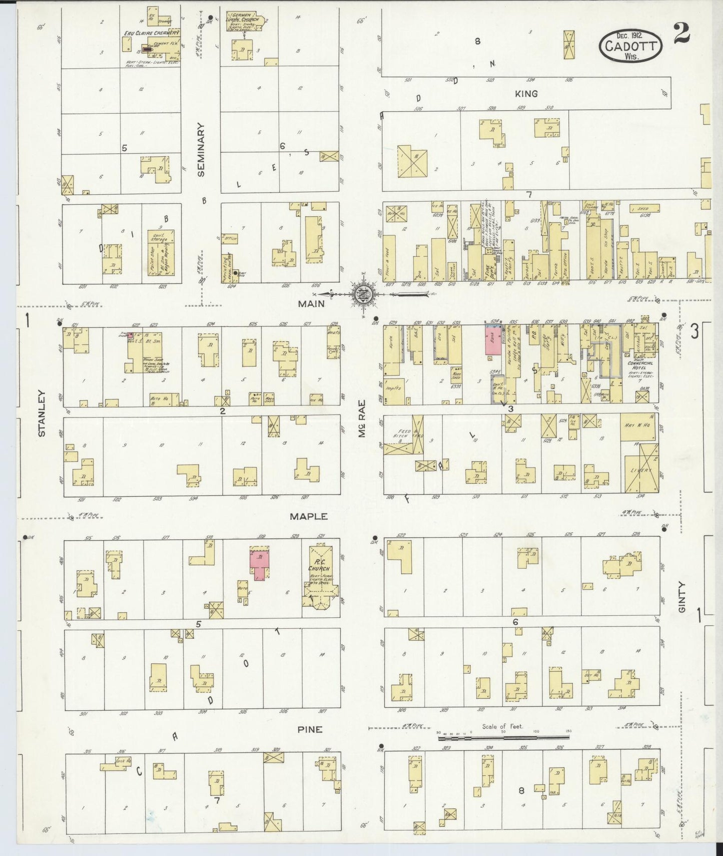 Sanborn Fire Insurance Map from Cadott, Chippewa County, Wisconsin (1912), Sheet #0002 - Historic Sanborn Fire Insurance Map Print, vintage old map wall art, antique decor, genealogy gift, Wisconsin Wisconsin map