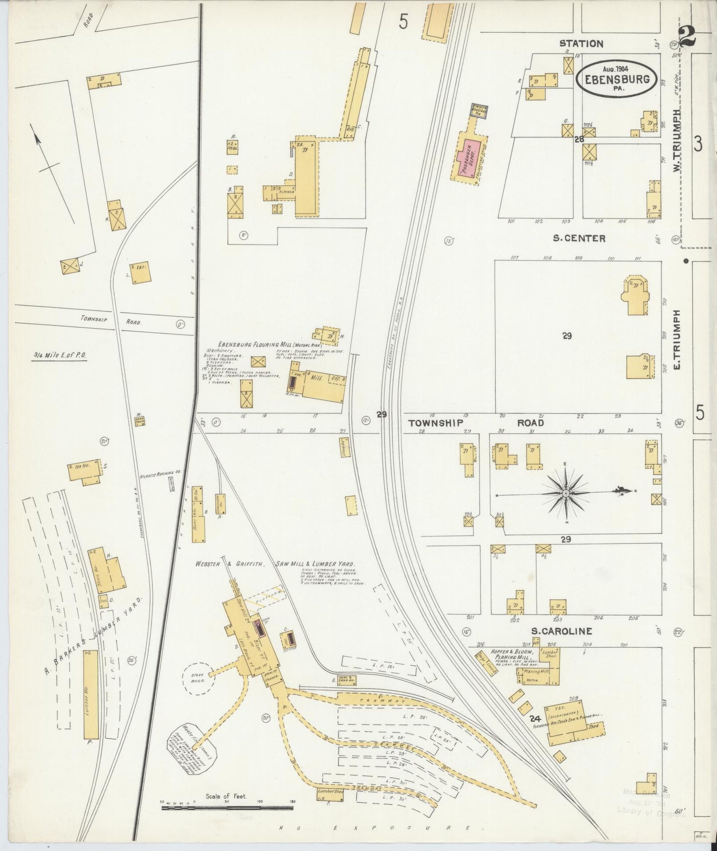 Sanborn Fire Insurance Map from Ebensburg, Cambria County, Pennsylvania (1904), Sheet #0002 - Historic Sanborn Fire Insurance Map Print, vintage old map wall art, antique decor, genealogy gift, Pennsylvania Pennsylvania map