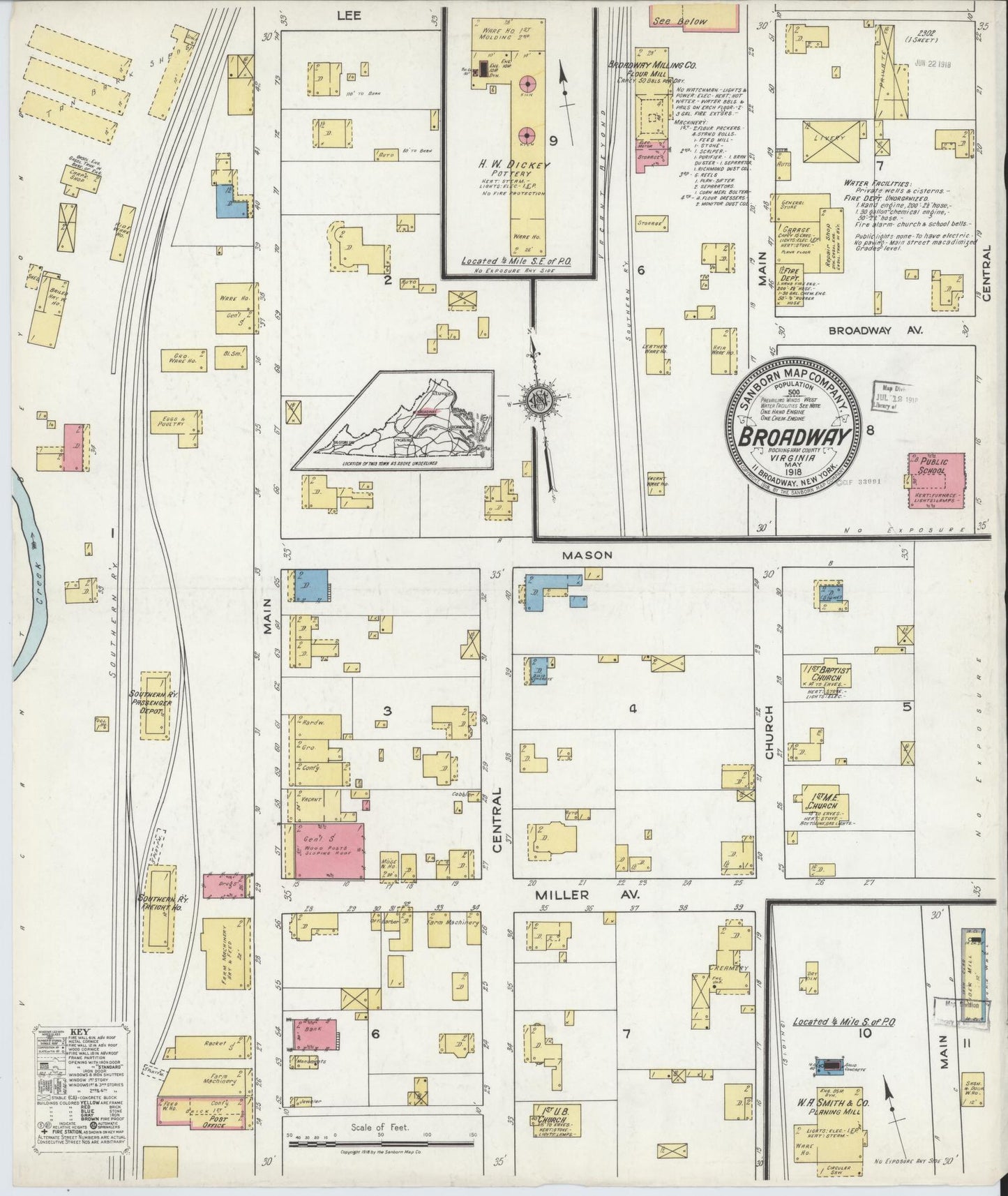 Sanborn Fire Insurance Map from Broadway, Rockingham County, Virginia. (1918) – Historic Sanborn Fire Insurance Map Print