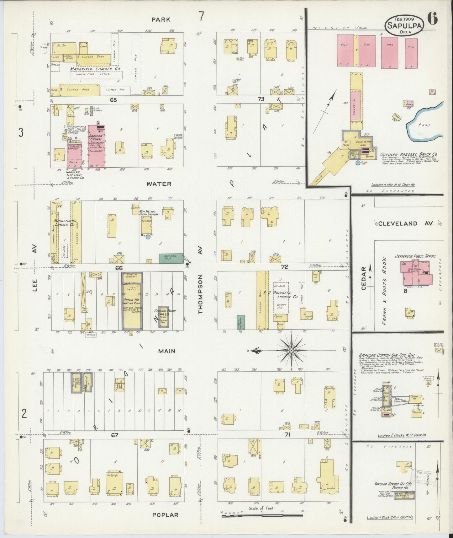Sanborn Fire Insurance Map from Sapulpa, Creek County, Oklahoma (1909), Sheet #0006 - Historic Sanborn Fire Insurance Map Print, vintage old map wall art, antique decor, genealogy gift, Oklahoma Oklahoma map