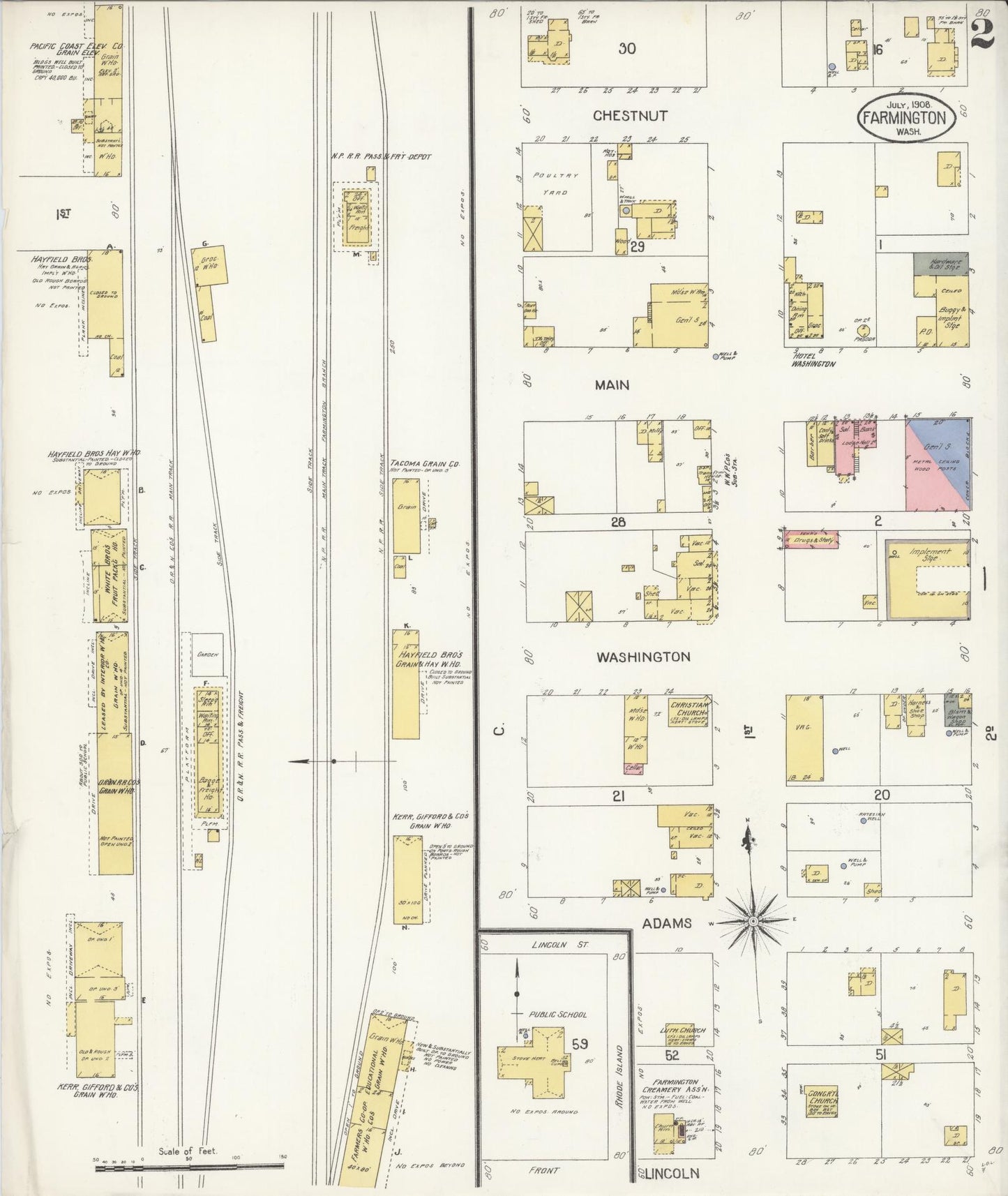 Sanborn Fire Insurance Map from Farmington, Whitman County, Washington (1908), Sheet #0002 - Complete Map Set gallery image, historic Sanborn map, vintage wall art, Washington Washington