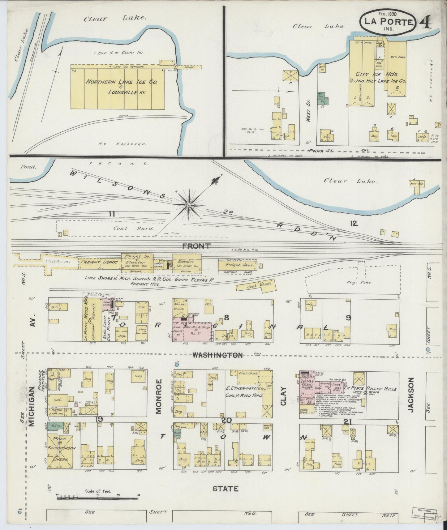 Sanborn Fire Insurance Map from La Porte, La Porte County, Indiana (1890), Sheet #0004 - Complete Map Set gallery image, historic Sanborn map, vintage wall art, Indiana Indiana