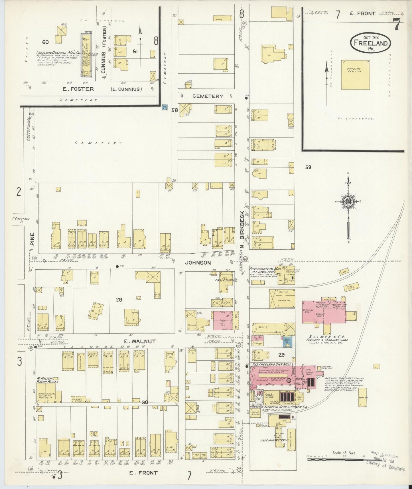 Sanborn Fire Insurance Map from Freeland, Luzerne County, Pennsylvania (1912), Sheet #0007 - Historic Sanborn Fire Insurance Map Print, vintage old map wall art, antique decor, genealogy gift, Pennsylvania Pennsylvania map