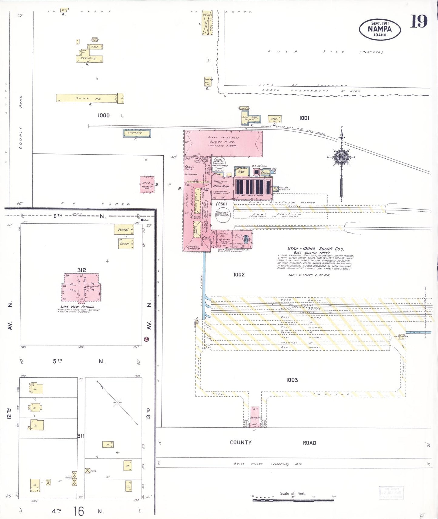 Sanborn Fire Insurance Map from Nampa, Canyon County, Idaho (1911), Sheet #0019 - Complete Map Set gallery image, historic Sanborn map, vintage wall art, Idaho Idaho