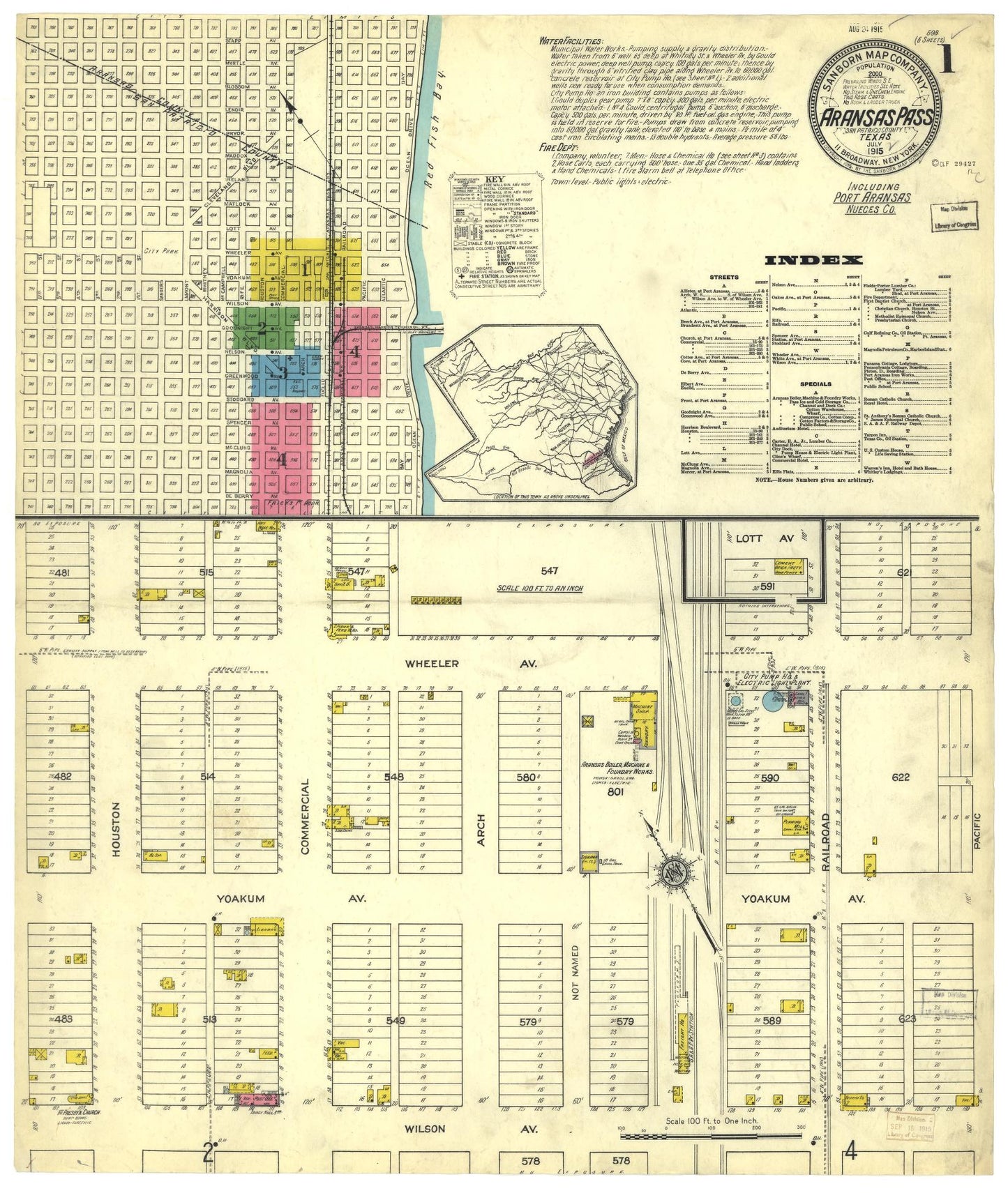Sanborn Fire Insurance Map from Aransas Pass, San Patricio County, Texas. (1915) – Historic Sanborn Fire Insurance Map Print