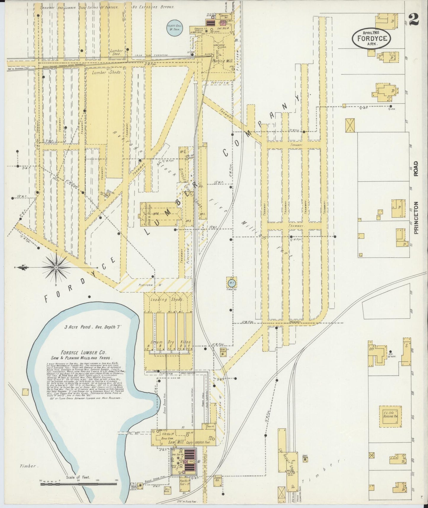 Sanborn Fire Insurance Map from Fordyce, Dallas County, Arkansas (1901), Sheet #0002 - Complete Map Set gallery image, historic Sanborn map, vintage wall art, Arkansas Arkansas