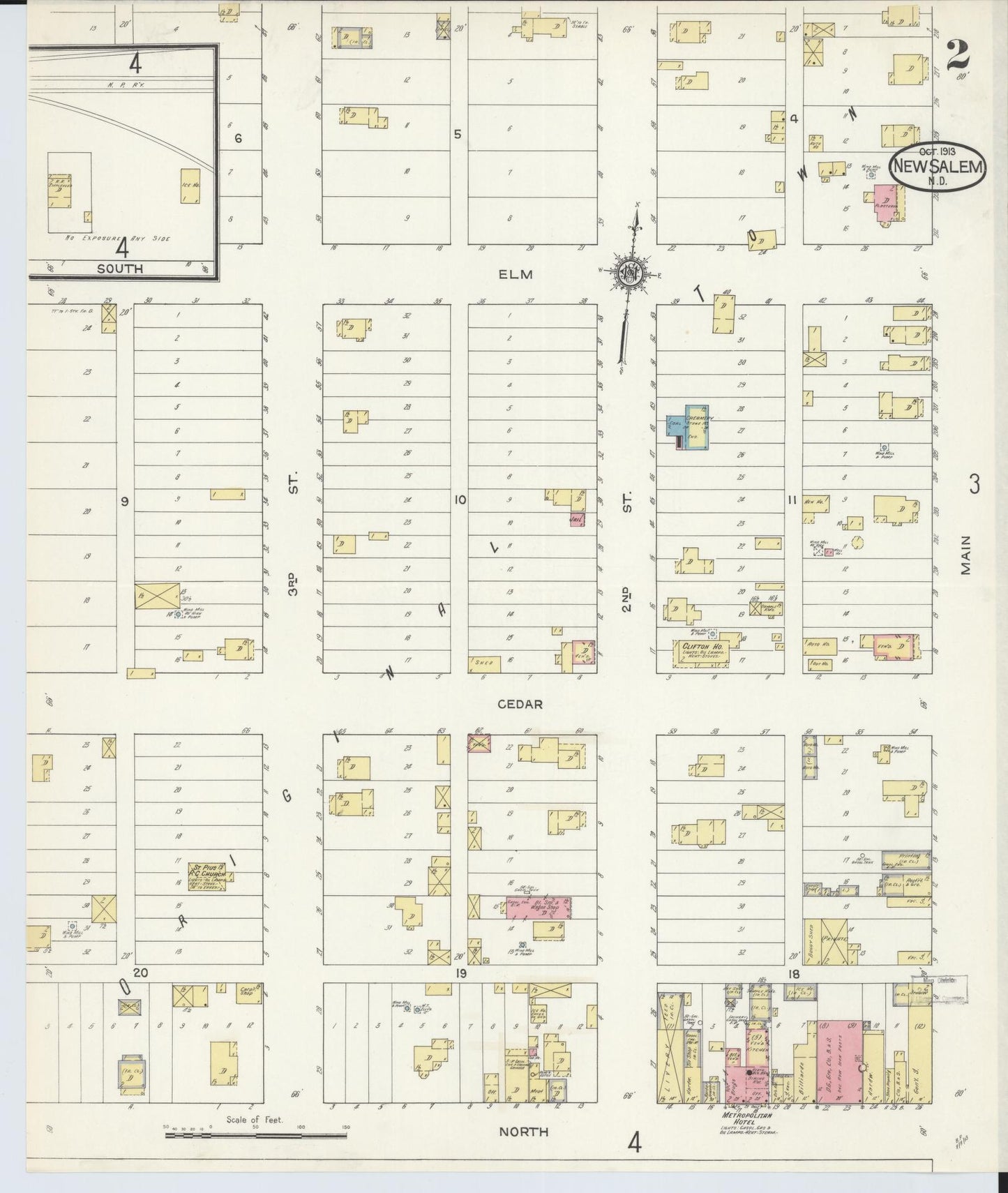 Sanborn Fire Insurance Map from New Salem, Morton County, North Dakota (1913), Sheet #0002 - Historic Sanborn Fire Insurance Map Print, vintage old map wall art, antique decor, genealogy gift, North Dakota North Dakota map