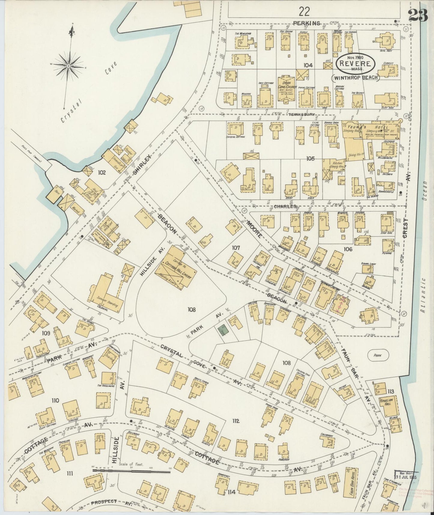 Sanborn Fire Insurance Map from Revere, Suffolk County, Massachusetts (1900), Sheet #0023 - Historic Sanborn Fire Insurance Map Print, vintage old map wall art, antique decor, genealogy gift, Massachusetts Massachusetts map