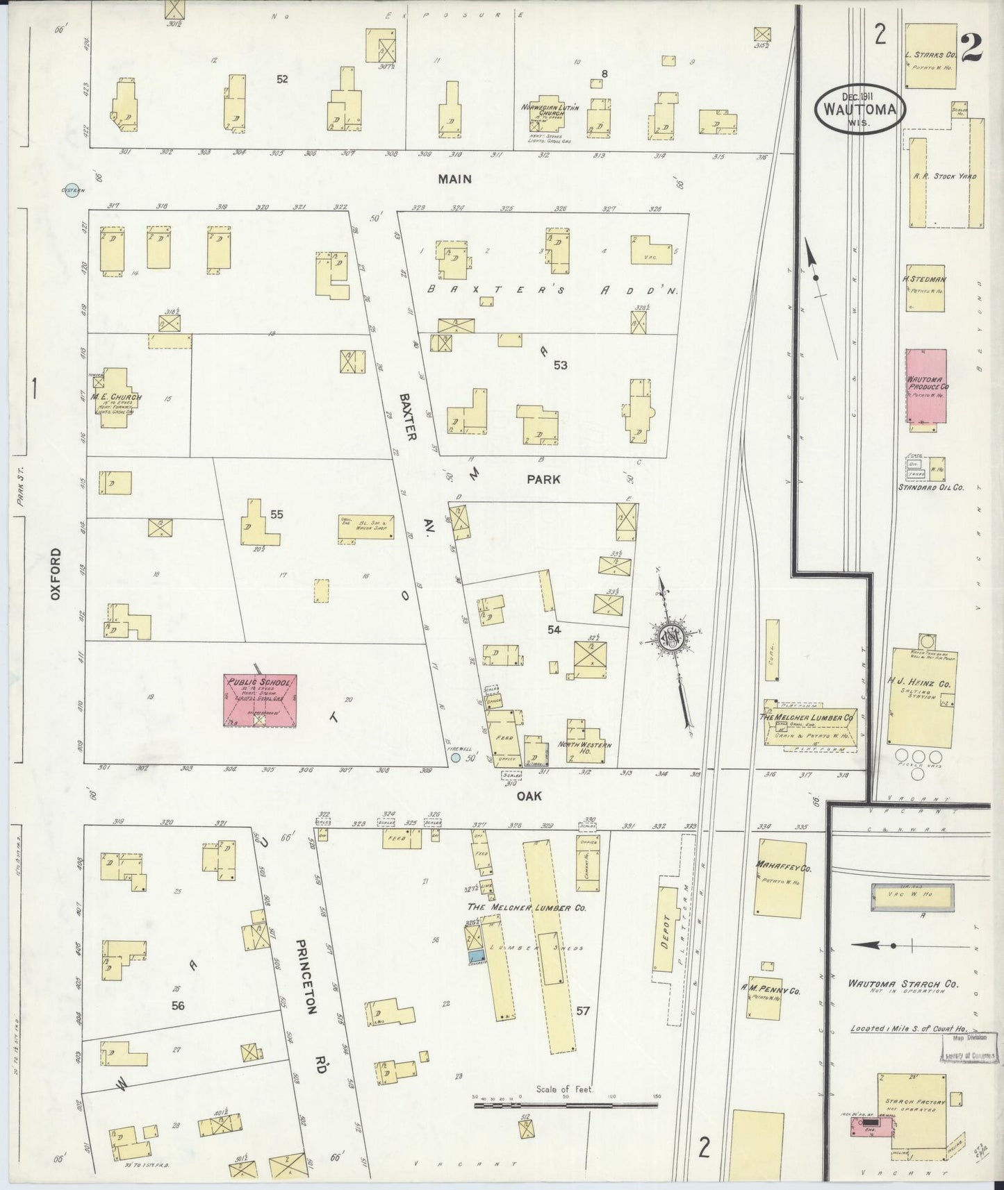 Sanborn Fire Insurance Map from Wautoma, Waushara County, Wisconsin (1911), Sheet #0002 - Complete Map Set gallery image, historic Sanborn map, vintage wall art, Wisconsin Wisconsin