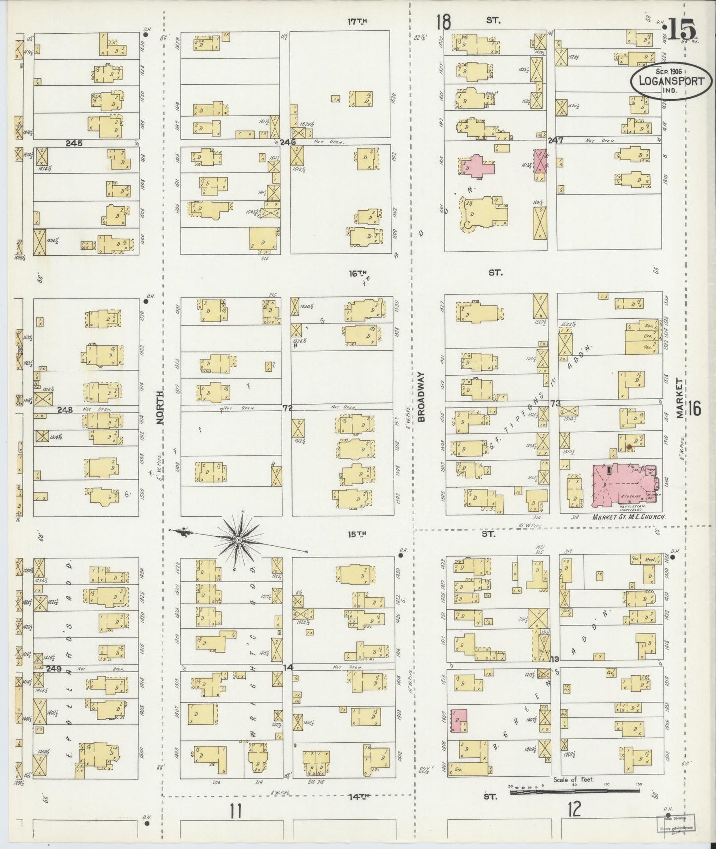 Sanborn Fire Insurance Map from Logansport, Cass County, Indiana (1906), Sheet #0015 - Historic Sanborn Fire Insurance Map Print, vintage old map wall art, antique decor, genealogy gift, Indiana Indiana map
