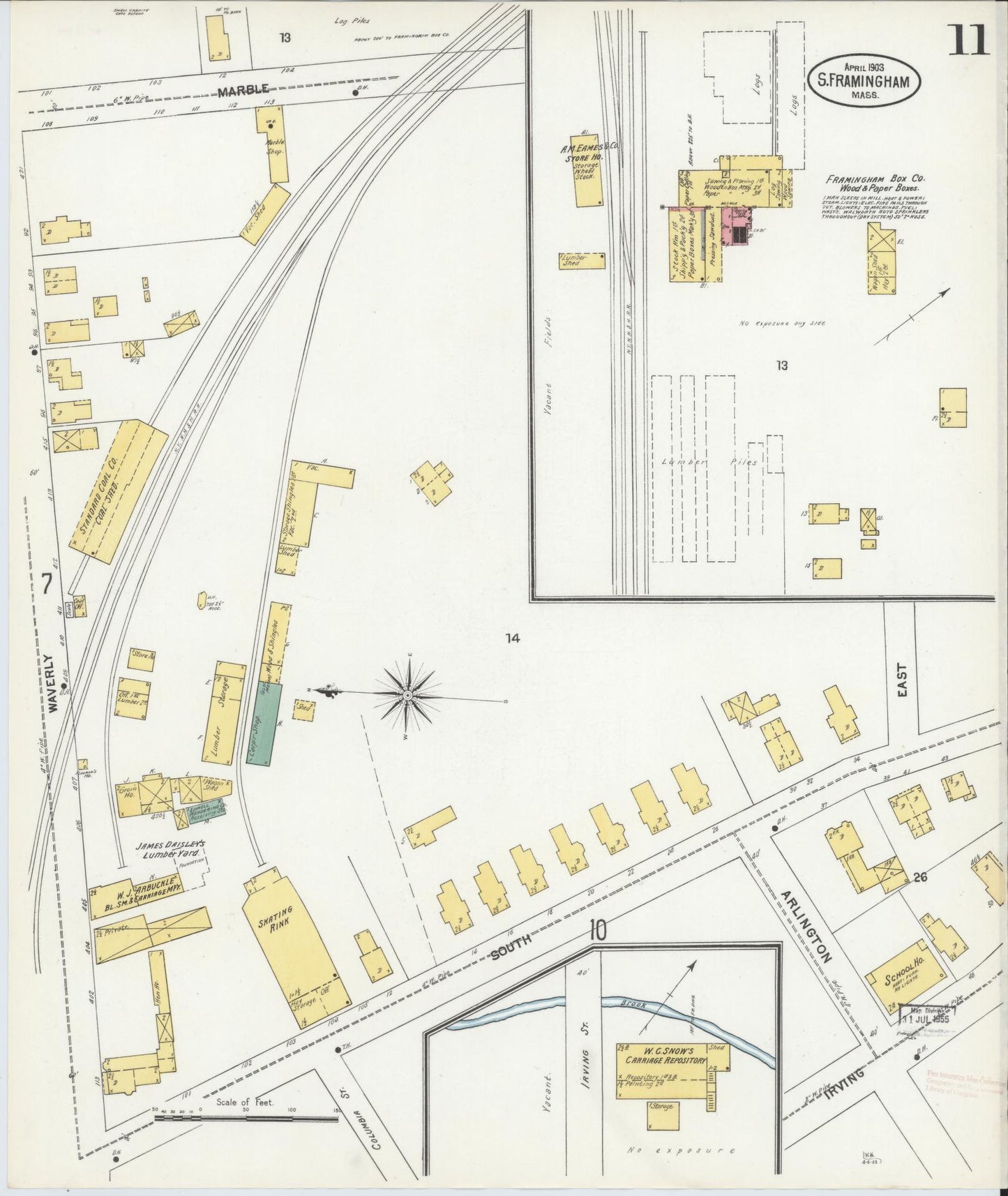 Sanborn Fire Insurance Map from South Farmington, Middlesex County, Massachusetts (1903), Sheet #0011 - Historic Sanborn Fire Insurance Map Print, vintage old map wall art, antique decor, genealogy gift, Massachusetts Massachusetts map