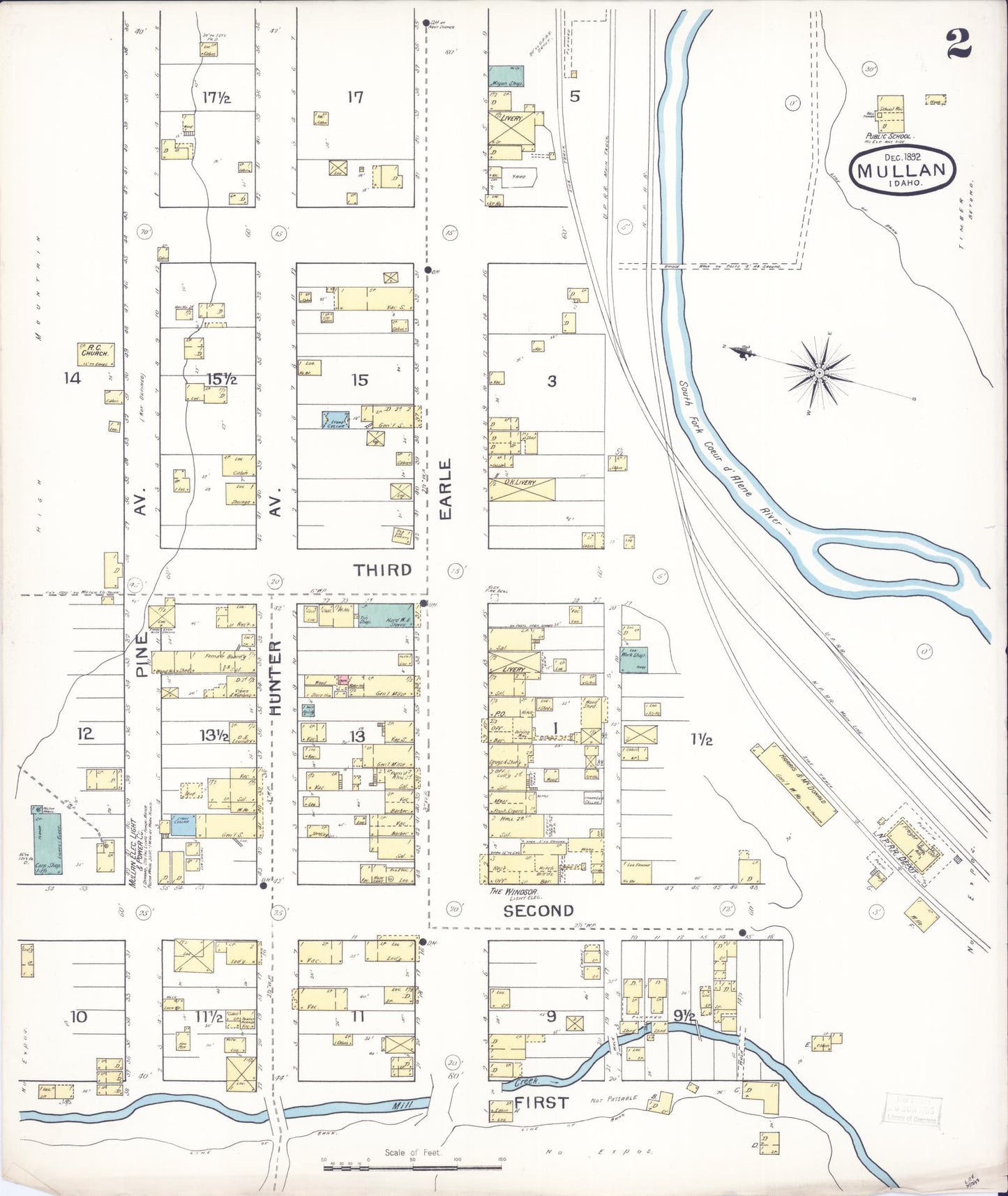 Sanborn Fire Insurance Map from Mullan, Shoshone County, Idaho (1892), Sheet #0002 - Complete Map Set gallery image, historic Sanborn map, vintage wall art, Idaho Idaho