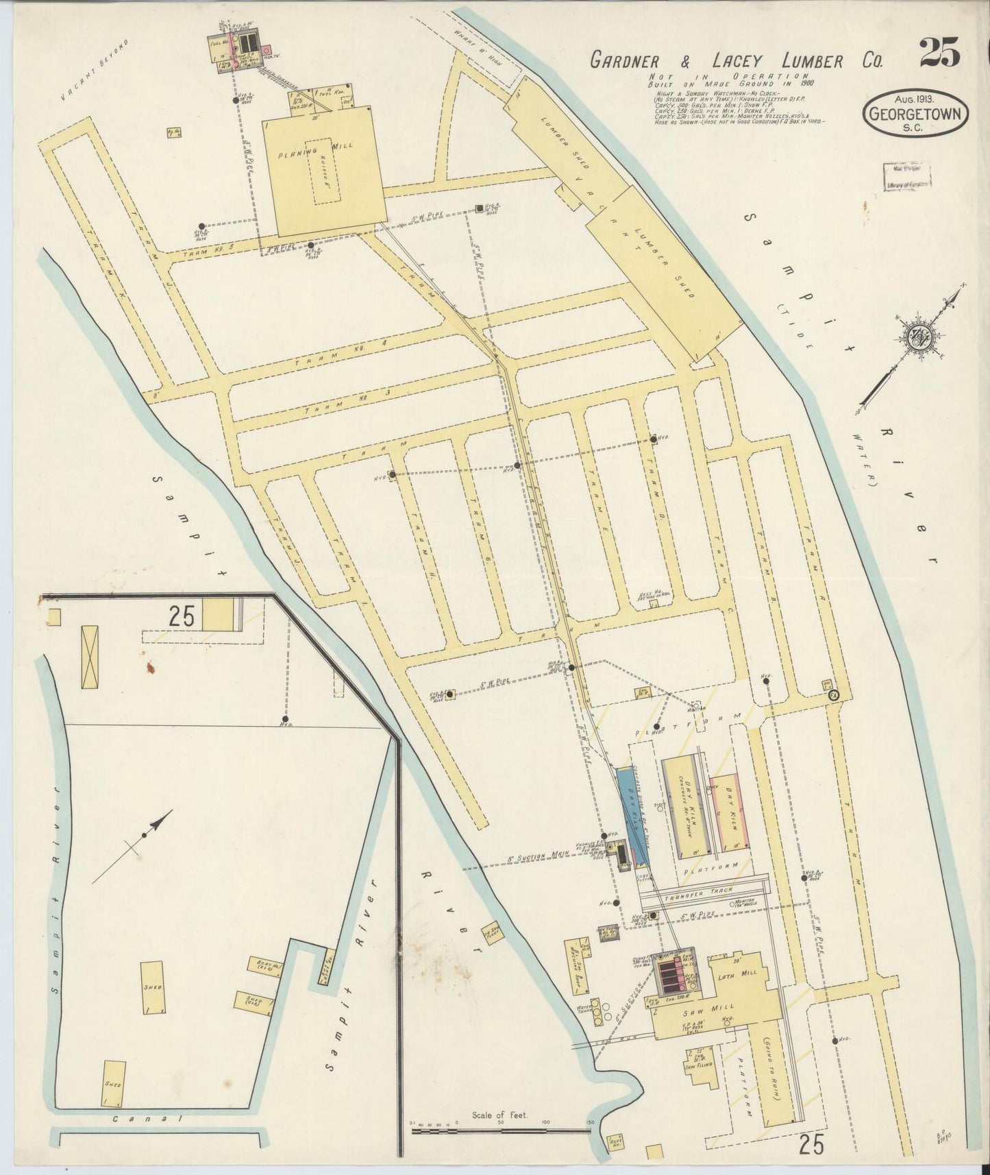 Sanborn Fire Insurance Map from Georgetown, Georgetown County, South Carolina (1913), Sheet #0025 - Complete Map Set gallery image, historic Sanborn map, vintage wall art, South Carolina South Carolina
