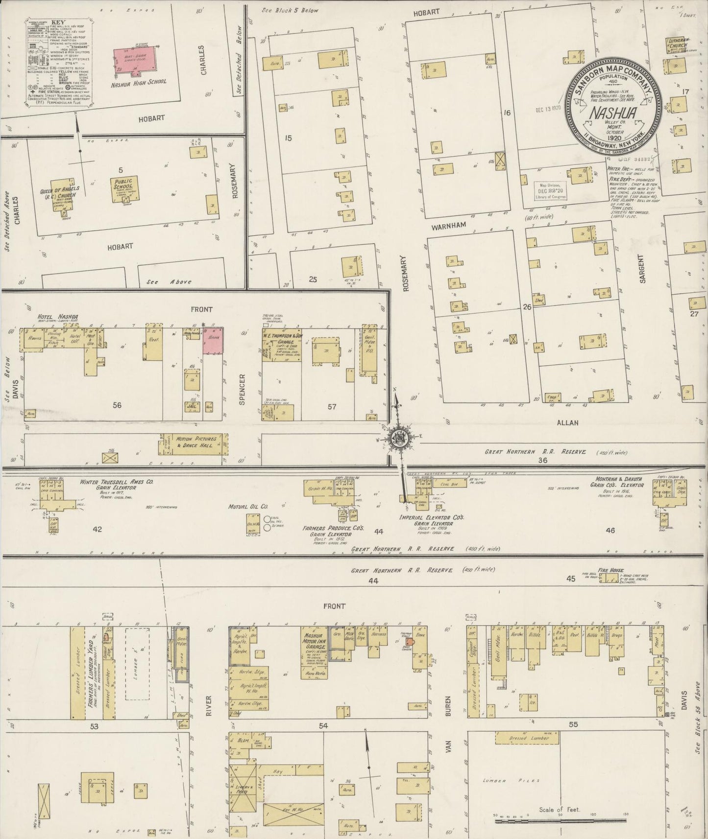 Sanborn Fire Insurance Map from Nashua, Valley County, Montana (1920), Sheet #0001 - Historic Sanborn Fire Insurance Map Print, vintage old map wall art, antique decor, genealogy gift, Montana Montana map