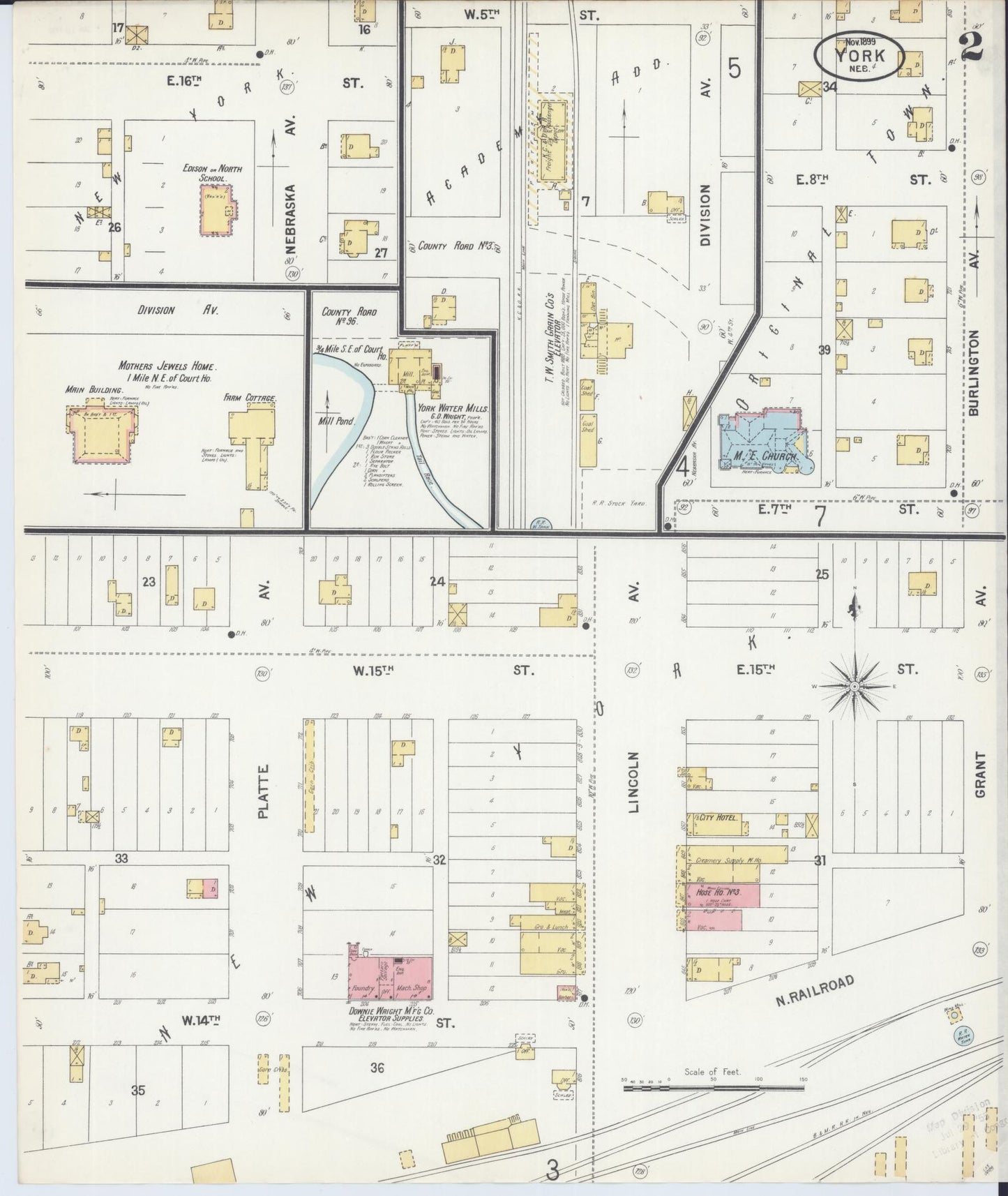 Sanborn Fire Insurance Map from York, York County, Nebraska (1899), Sheet #0002 - Historic Sanborn Fire Insurance Map Print, vintage old map wall art, antique decor, genealogy gift, Nebraska Nebraska map