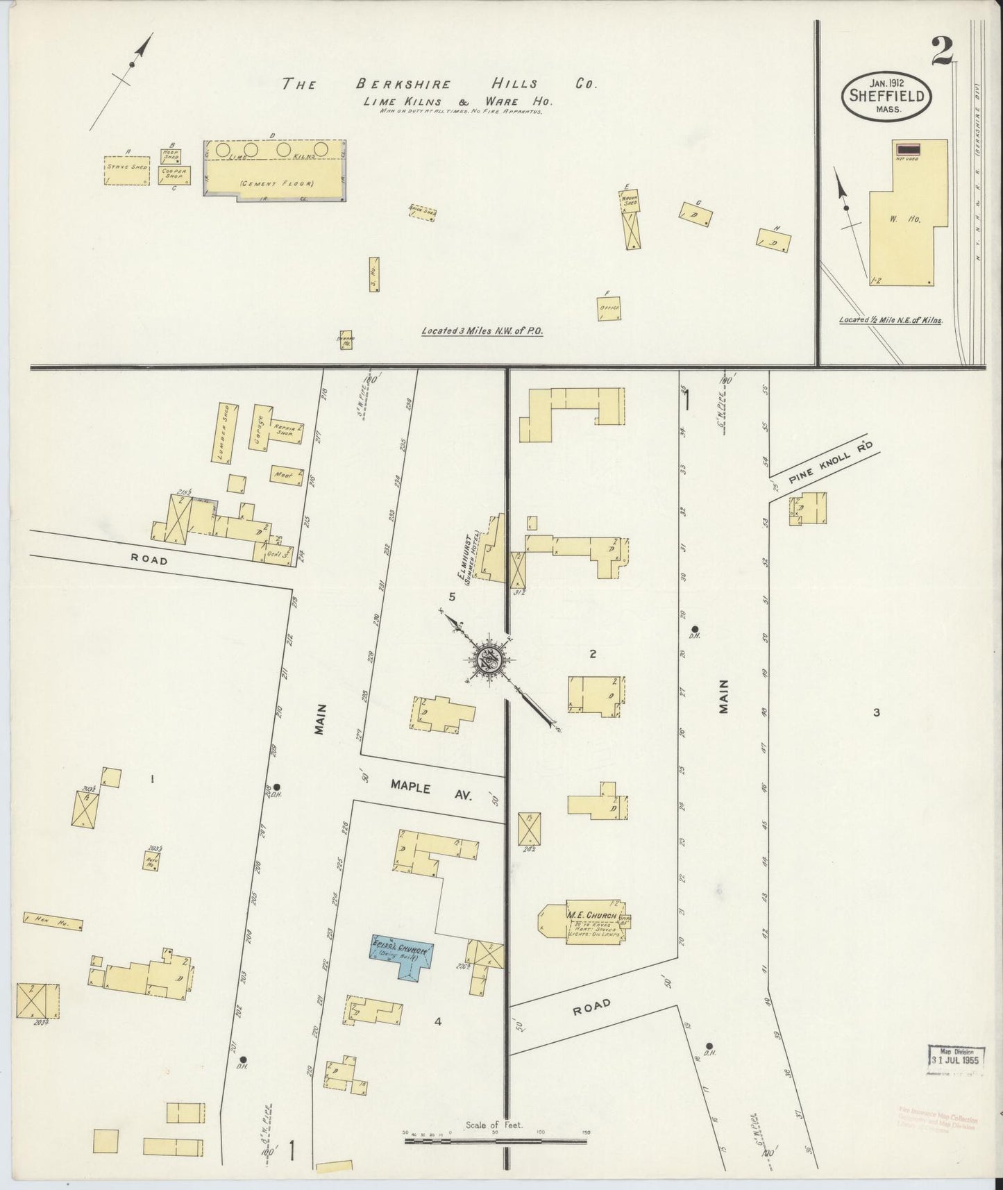 Sanborn Fire Insurance Map from Sheffield, Berkshire County, Massachusetts (1912), Sheet #0002 - Complete Map Set gallery image, historic Sanborn map, vintage wall art, Massachusetts Massachusetts