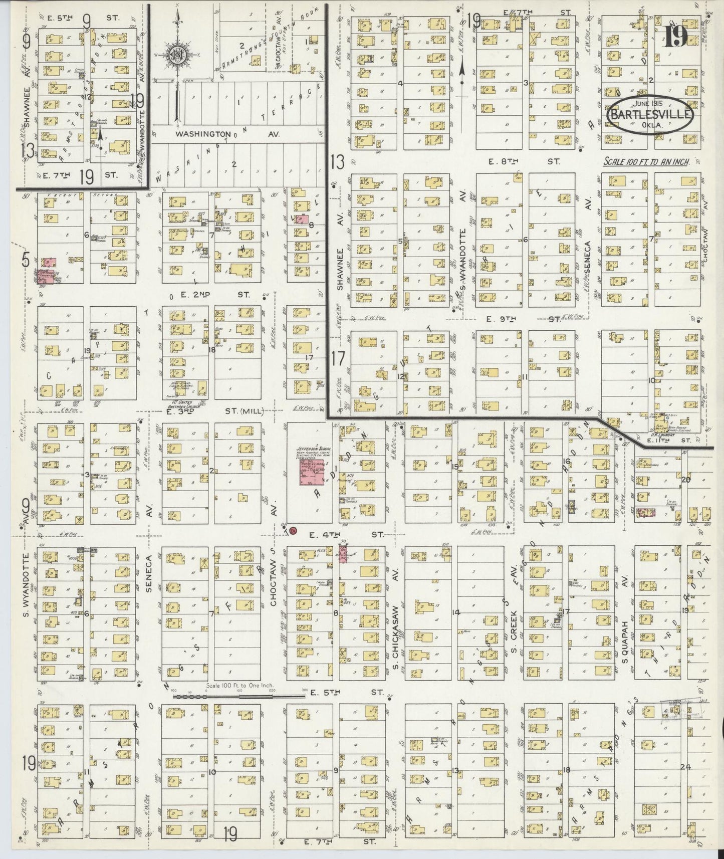 Sanborn Fire Insurance Map from Bartlesville, Washington County, Oklahoma (1915), Sheet #0019 - Complete Map Set gallery image, historic Sanborn map, vintage wall art, Oklahoma Oklahoma