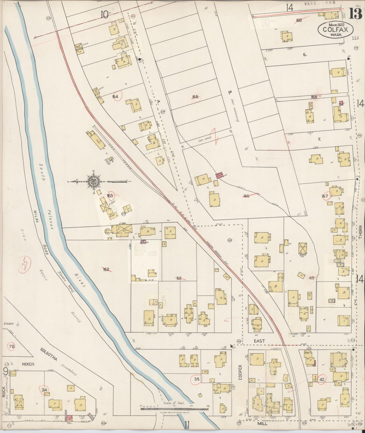 Sanborn Fire Insurance Map from Colfax, Whitman County, Washington (1939), Sheet #0013 - Historic Sanborn Fire Insurance Map Print, vintage old map wall art, antique decor, genealogy gift, Washington Washington map