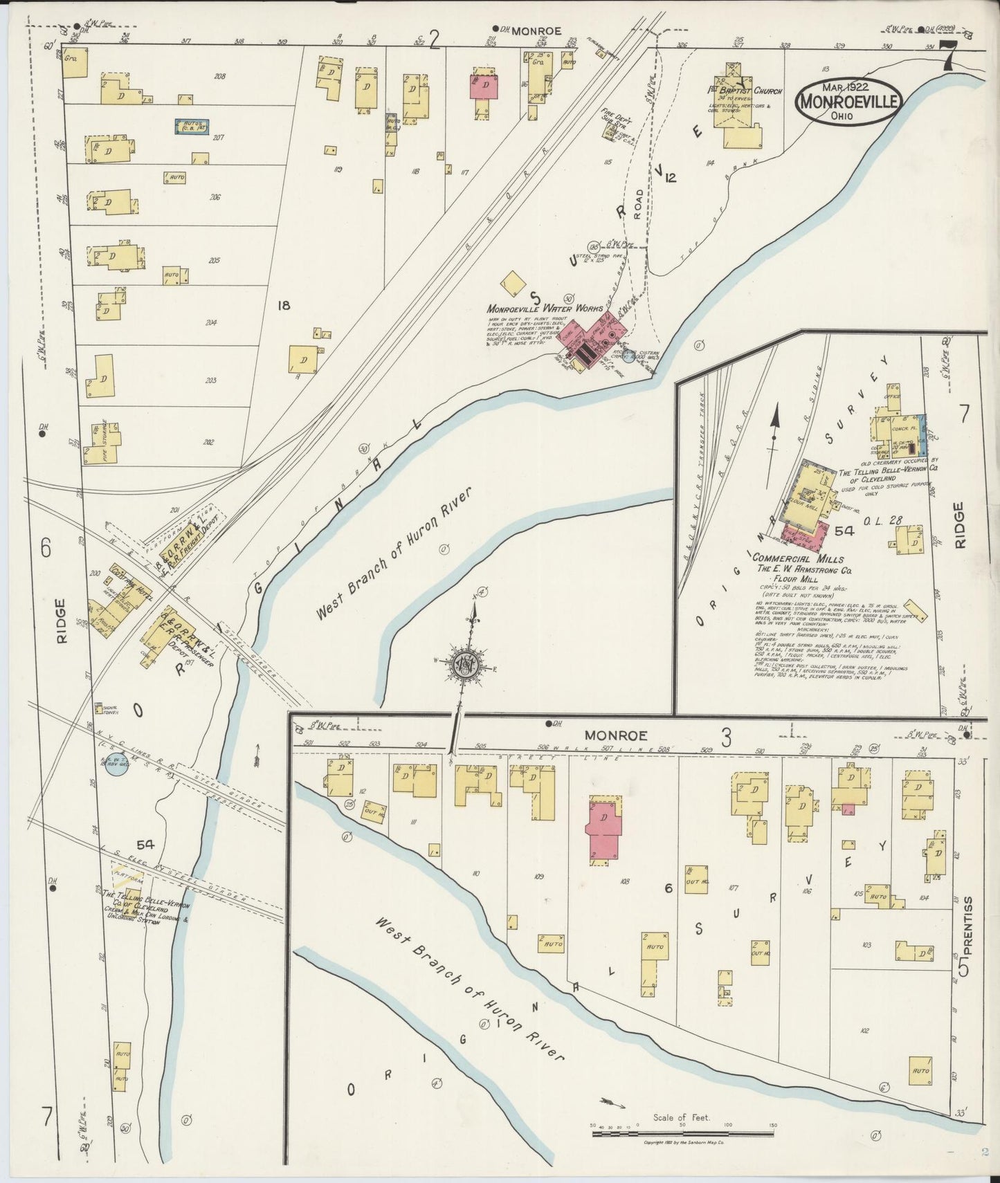Sanborn Fire Insurance Map from Monroeville, Huron County, Ohio (1922), Sheet #0007 - Complete Map Set gallery image, historic Sanborn map, vintage wall art, Ohio Ohio