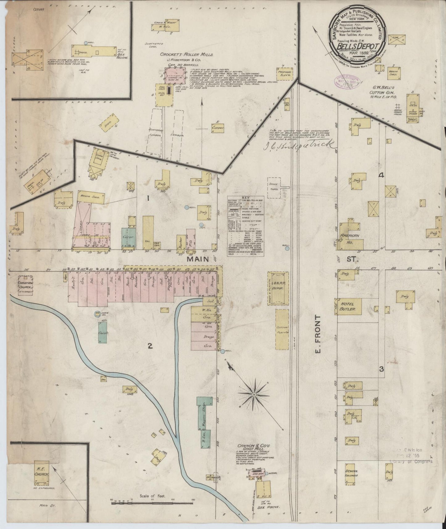 Sanborn Fire Insurance Map from Bells Depot, Crockett County, Tennessee. (1888) – Historic Sanborn Fire Insurance Map Print