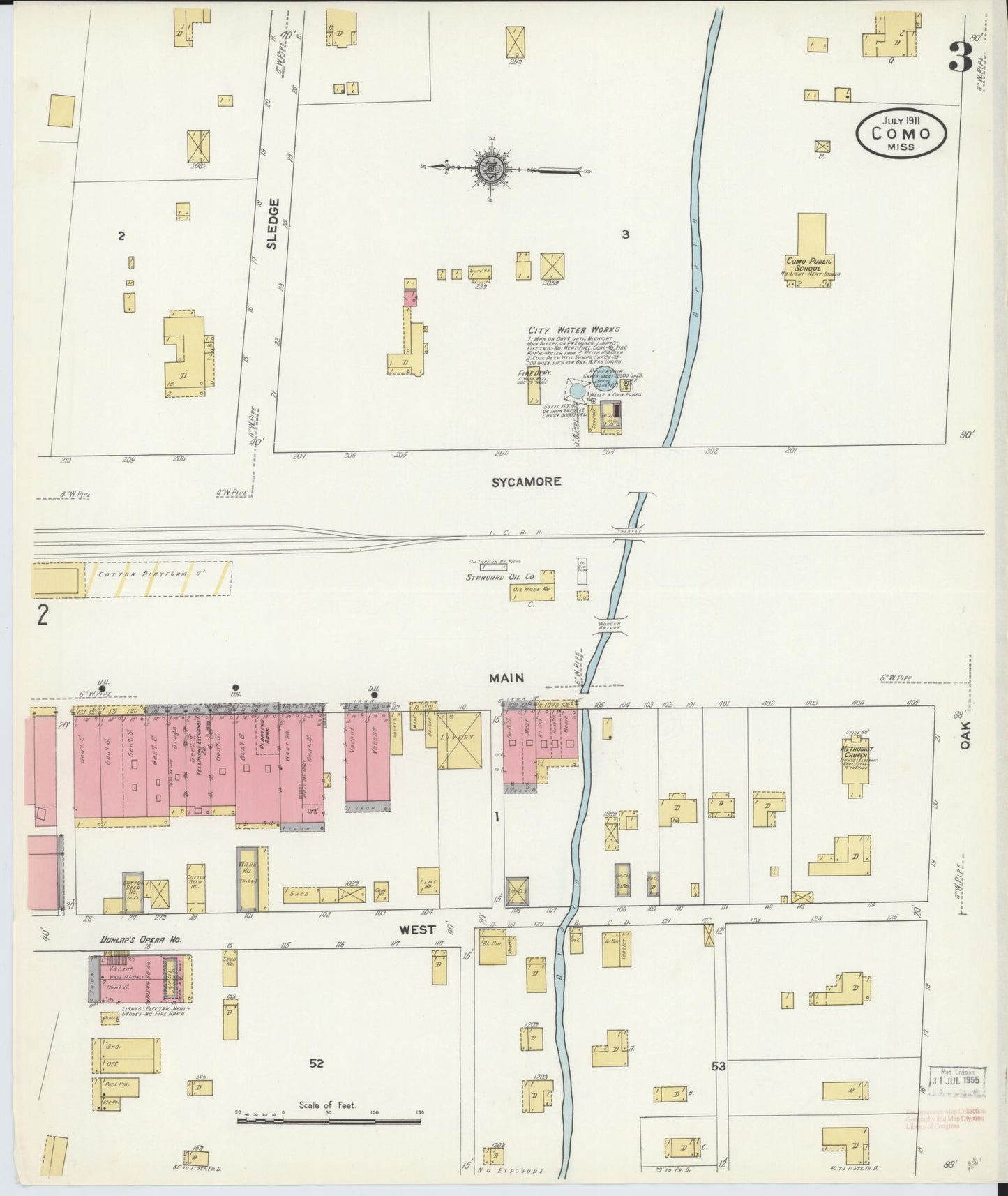 Sanborn Fire Insurance Map from Como, Panola County, Mississippi (1911), Sheet #0003 - Complete Map Set gallery image, historic Sanborn map, vintage wall art, Mississippi Mississippi