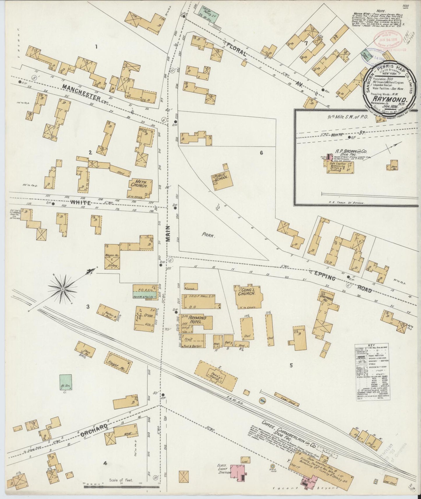 Sanborn Fire Insurance Map from Raymond, Rockingham County, New Hampshire. (1898) – Historic Sanborn Fire Insurance Map Print