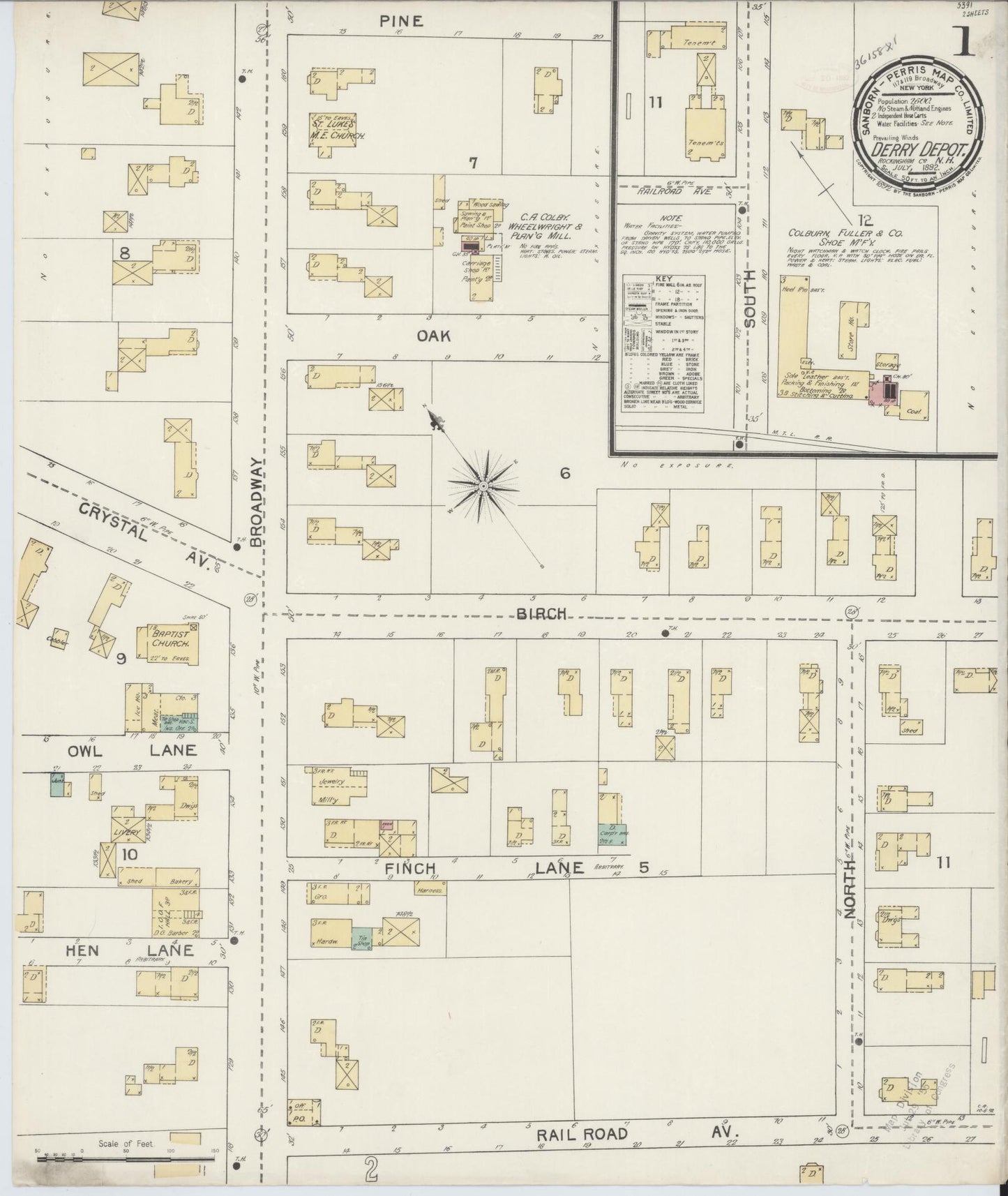 Sanborn Fire Insurance Map from Derry Depot, Rockingham County, New Hampshire. (1892) – Historic Sanborn Fire Insurance Map Print