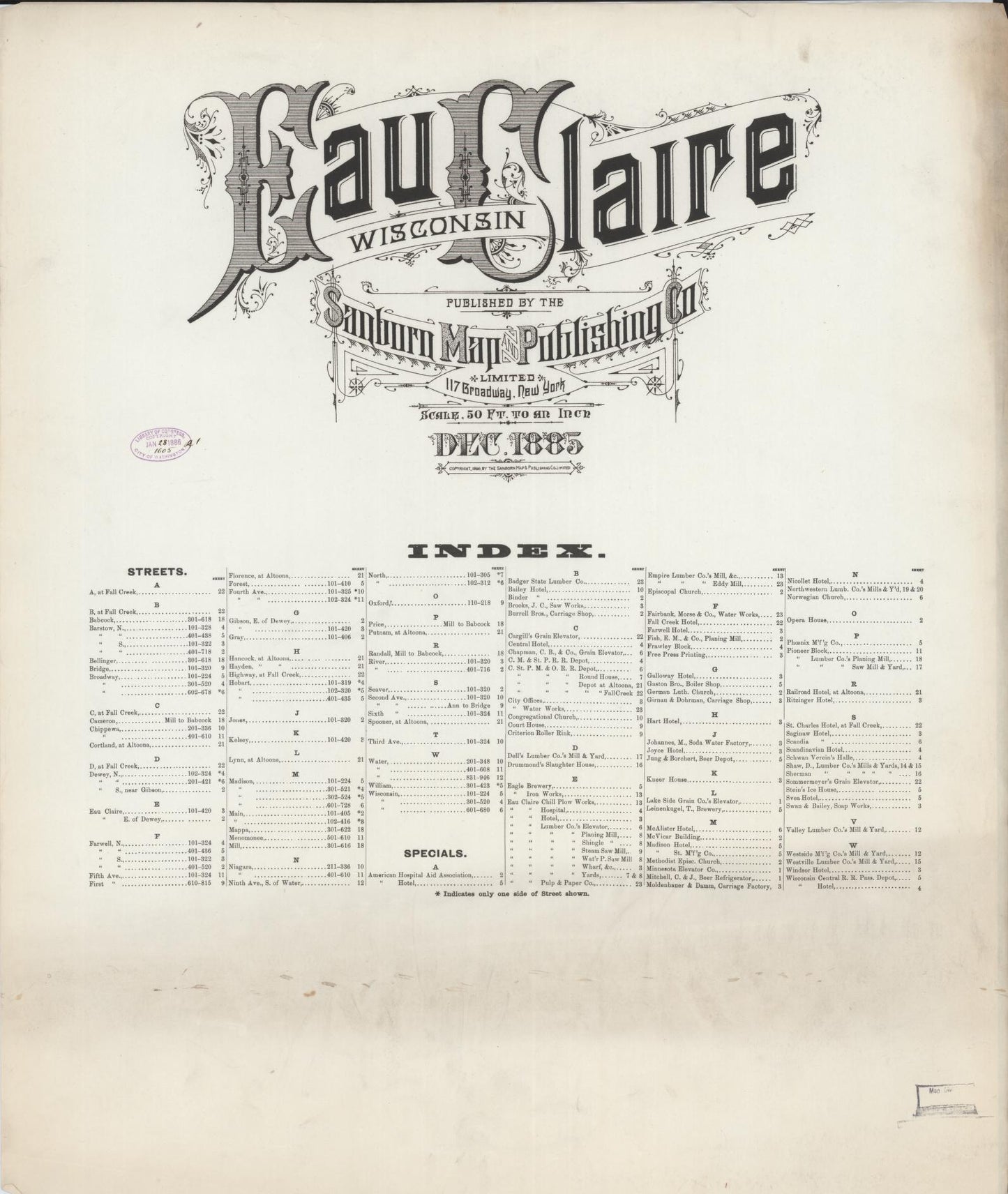 Eau Claire, Eau Claire County, Wisconsin (1885) – Sanborn Fire Insurance Map – Map View