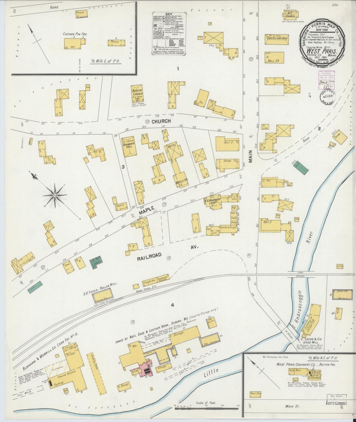Sanborn Fire Insurance Map from West Paris, Oxford County, Maine. (1901) – Historic Sanborn Fire Insurance Map Print