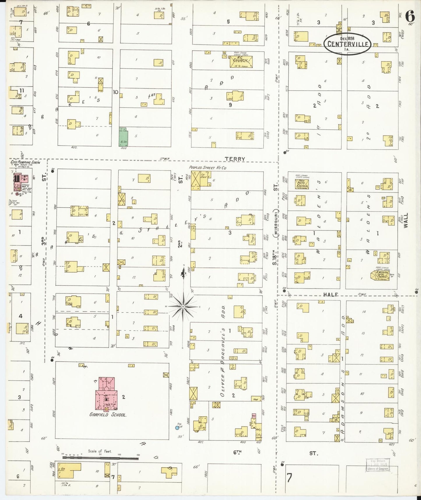 Sanborn Fire Insurance Map from Centerville, Appanoose County, Iowa (1898), Sheet #0006 - Historic Sanborn Fire Insurance Map Print, vintage old map wall art