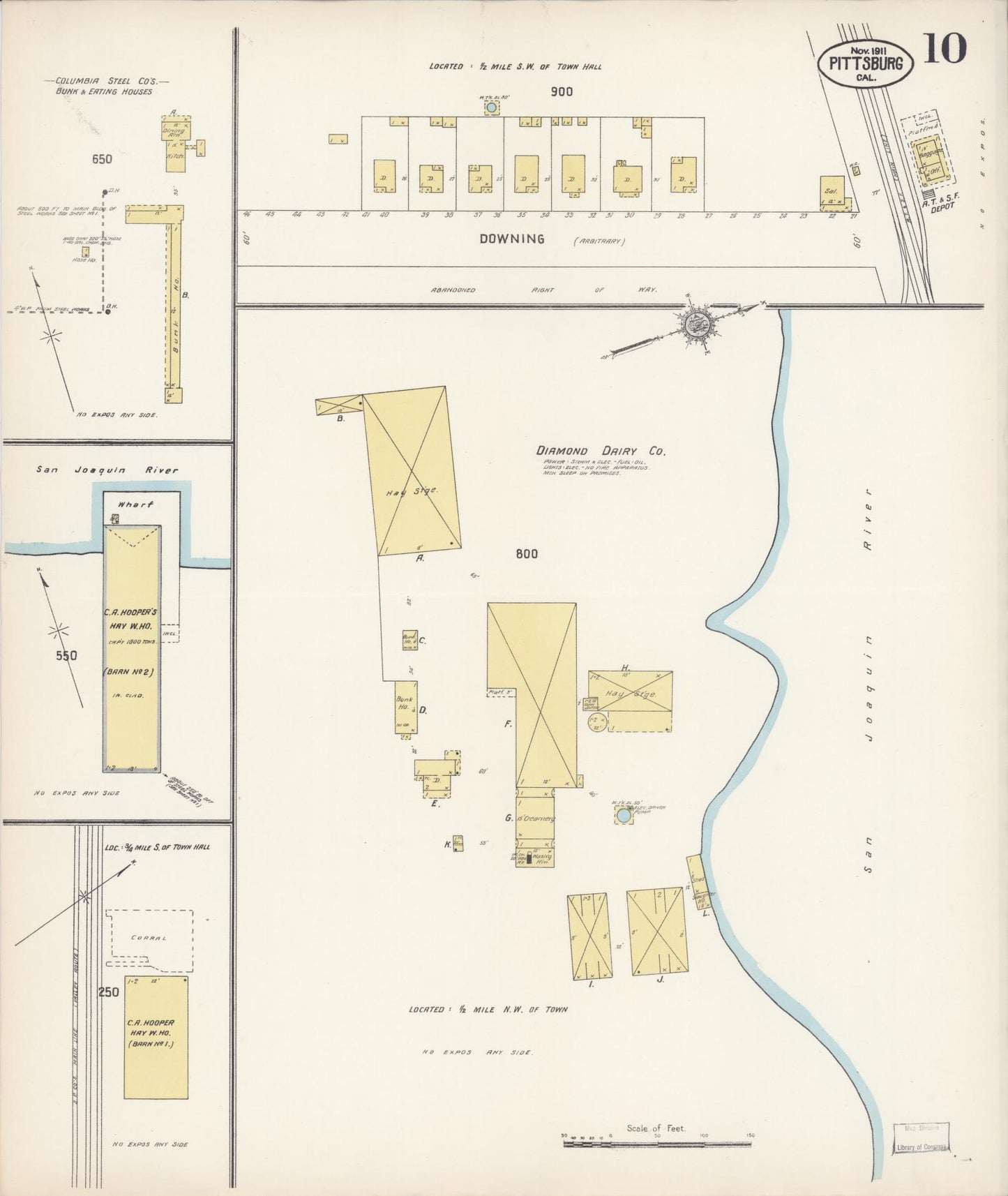 Sanborn Fire Insurance Map from Pittsburg, Contra Costa County, California (1911), Sheet #0010 - Complete Map Set gallery image, historic Sanborn map, vintage wall art, California California