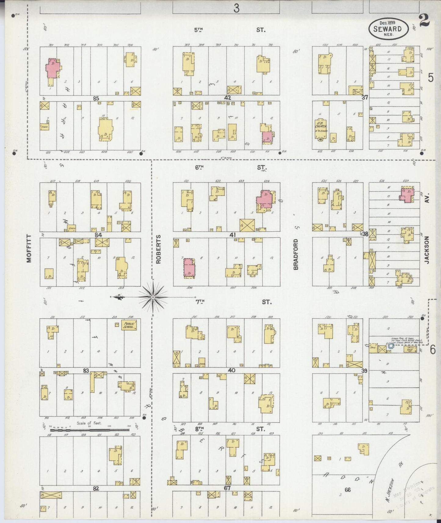 Sanborn Fire Insurance Map from Seward, Seward County, Nebraska (1899), Sheet #0002 - Historic Sanborn Fire Insurance Map Print, vintage old map wall art, antique decor, genealogy gift, Nebraska Nebraska map