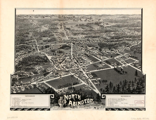 1885 north Abington, Plymouth County, Mass., looking west. (1974) – Historic Bird’s-Eye View Panorama Print