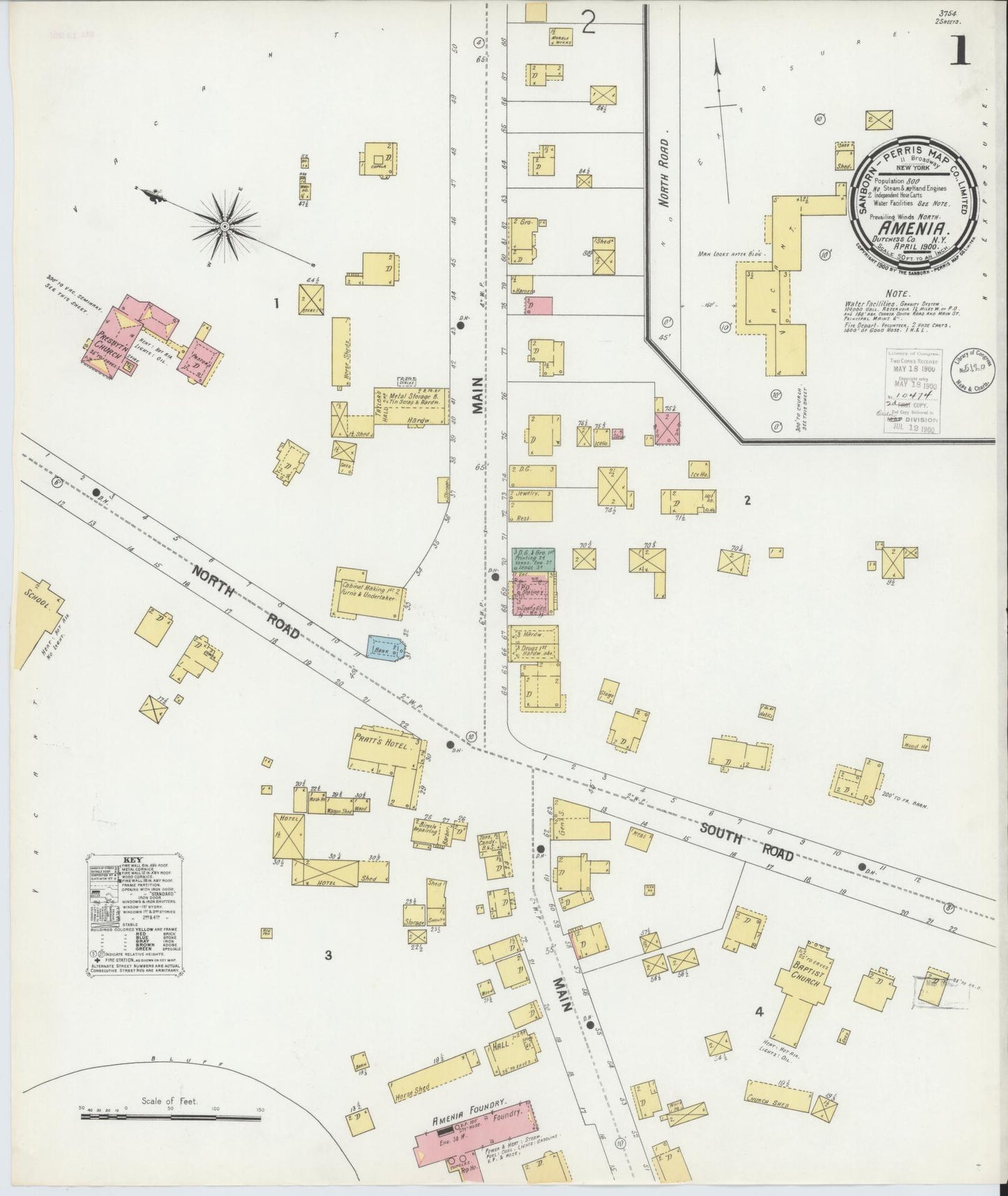 Sanborn Fire Insurance Map from Amenia, Dutchess County, New York. (1900) – Historic Sanborn Fire Insurance Map Print