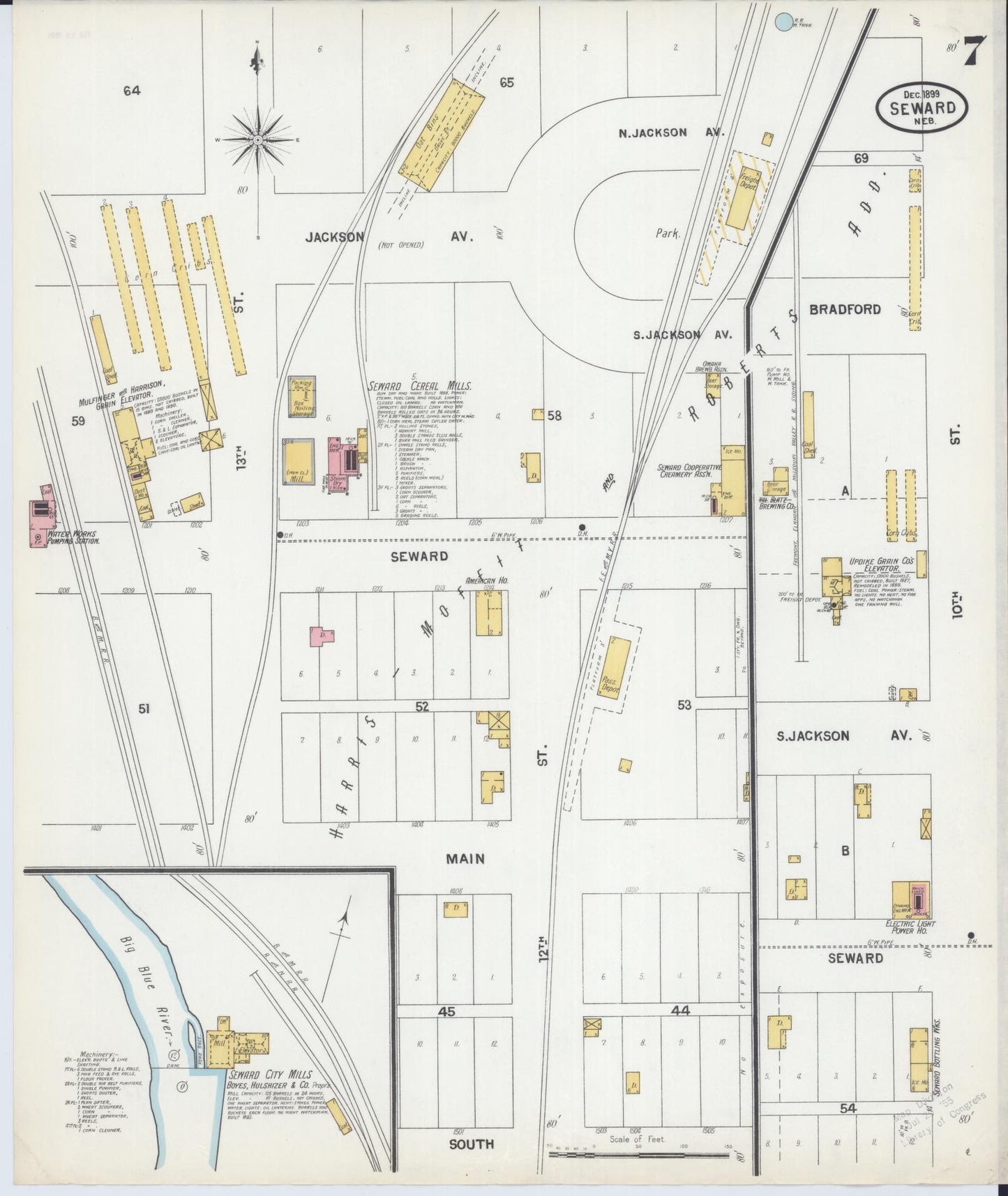 Sanborn Fire Insurance Map from Seward, Seward County, Nebraska (1899), Sheet #0007 - Complete Map Set gallery image, historic Sanborn map, vintage wall art, Nebraska Nebraska