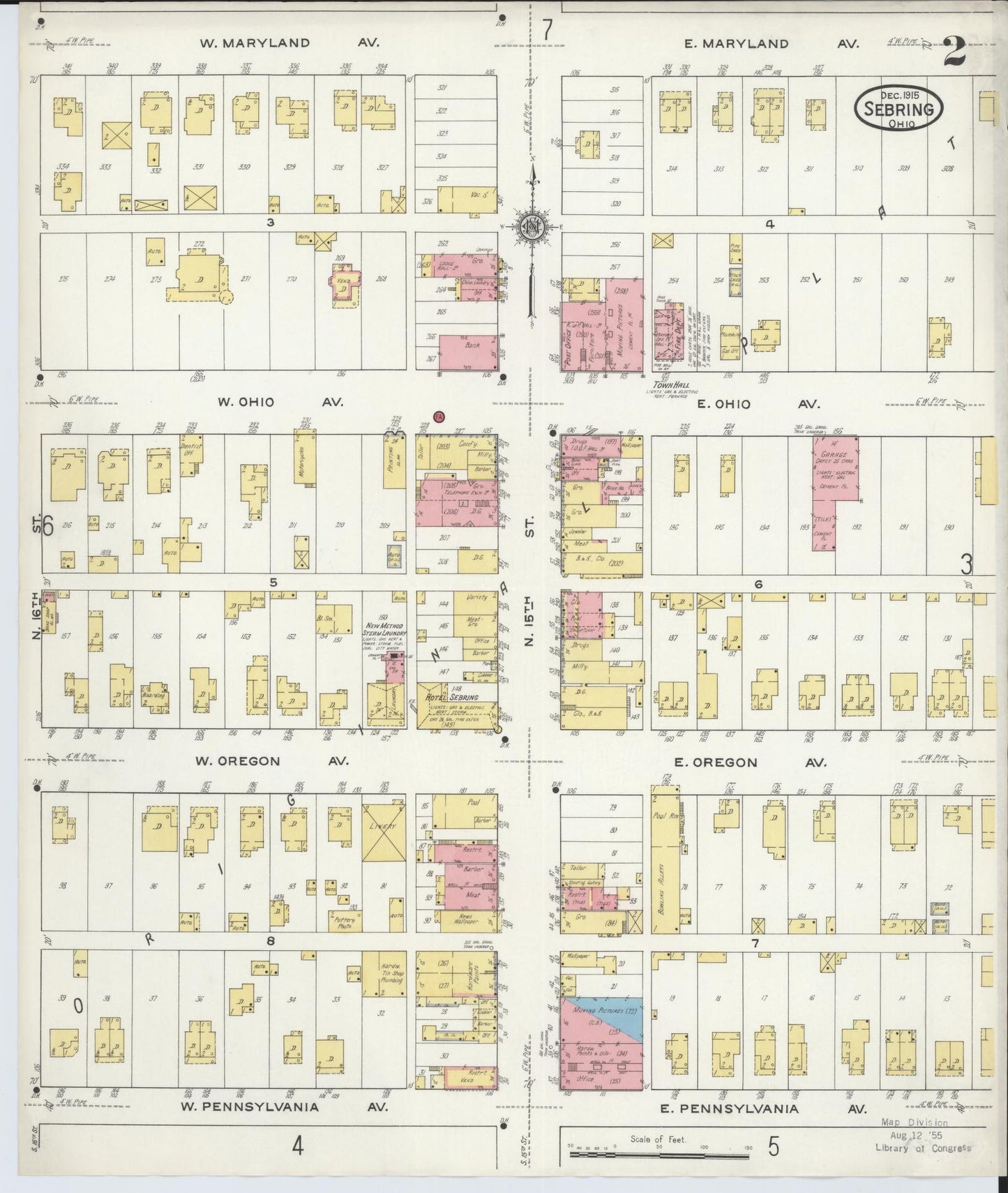 Sanborn Fire Insurance Map from Sebring, Mahoning County, Ohio (1915), Sheet #0002 - Complete Map Set gallery image, historic Sanborn map, vintage wall art, Ohio Ohio