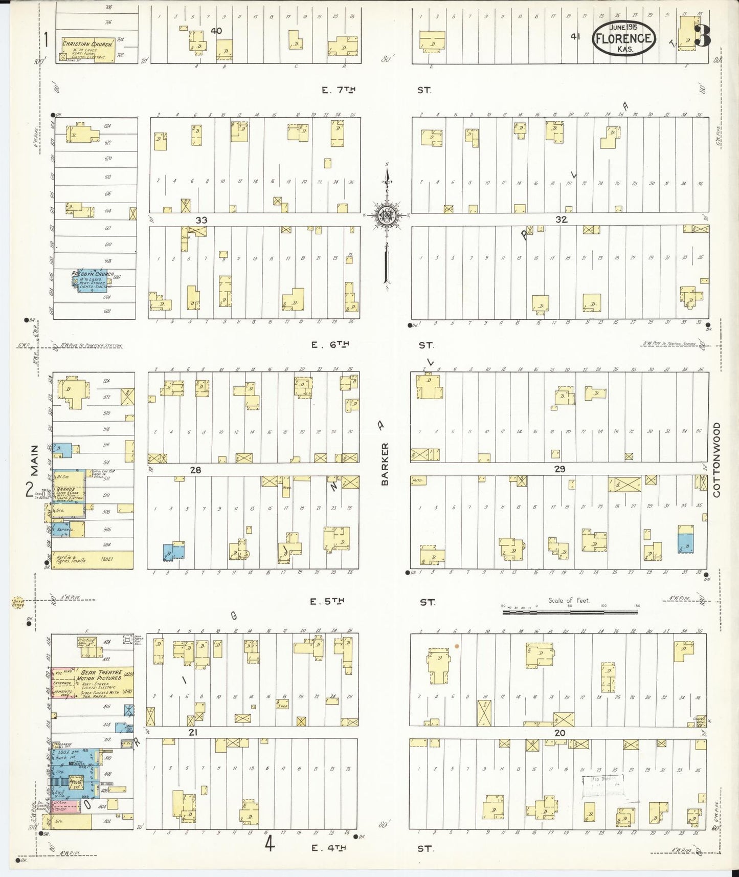 Sanborn Fire Insurance Map from Florence, Marion County, Kansas (1915), Sheet #0003 - Historic Sanborn Fire Insurance Map Print, vintage old map wall art, antique decor, genealogy gift, Kansas Kansas map