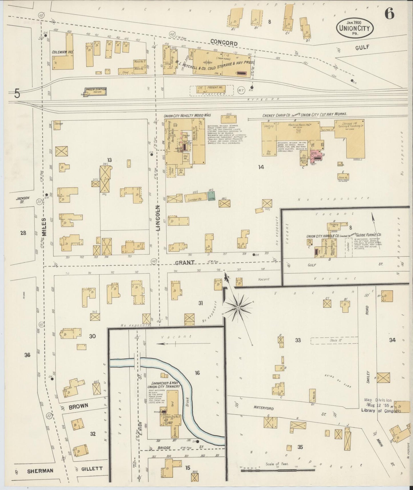 Sanborn Fire Insurance Map from Union City, Erie County, Pennsylvania (1900), Sheet #0006 - Complete Map Set gallery image, historic Sanborn map, vintage wall art, Pennsylvania Pennsylvania