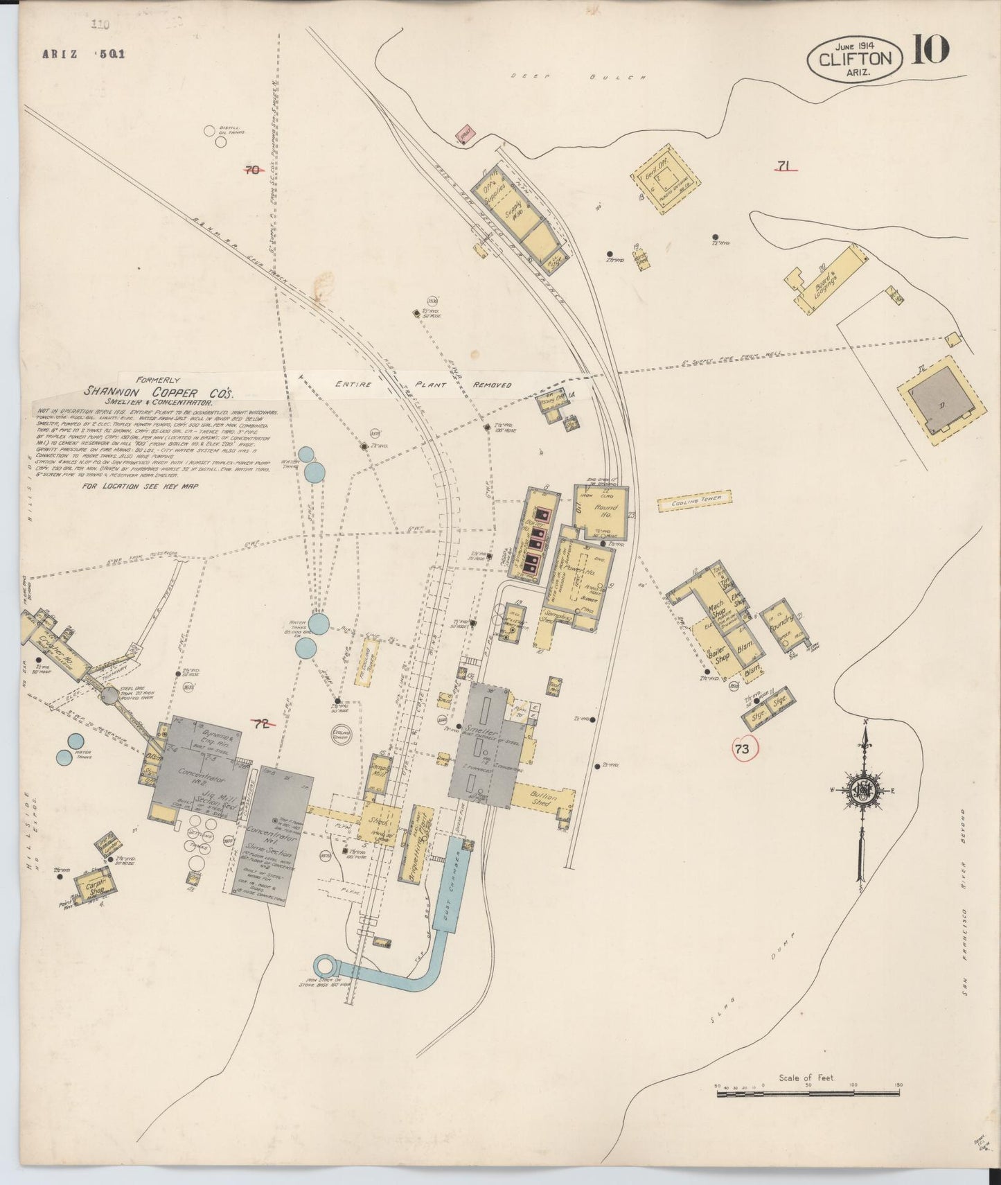 Sanborn Fire Insurance Map from Clifton, Greenlee County, Arizona (1948), Sheet #0010 - Complete Map Set gallery image, historic Sanborn map, vintage wall art, Arizona Arizona
