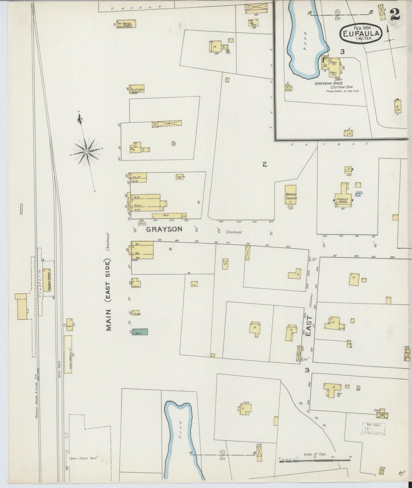 Sanborn Fire Insurance Map from Eufala, McIntosch County, Oklahoma (1894), Sheet #0002 - Complete Map Set gallery image, historic Sanborn map, vintage wall art, Oklahoma Oklahoma
